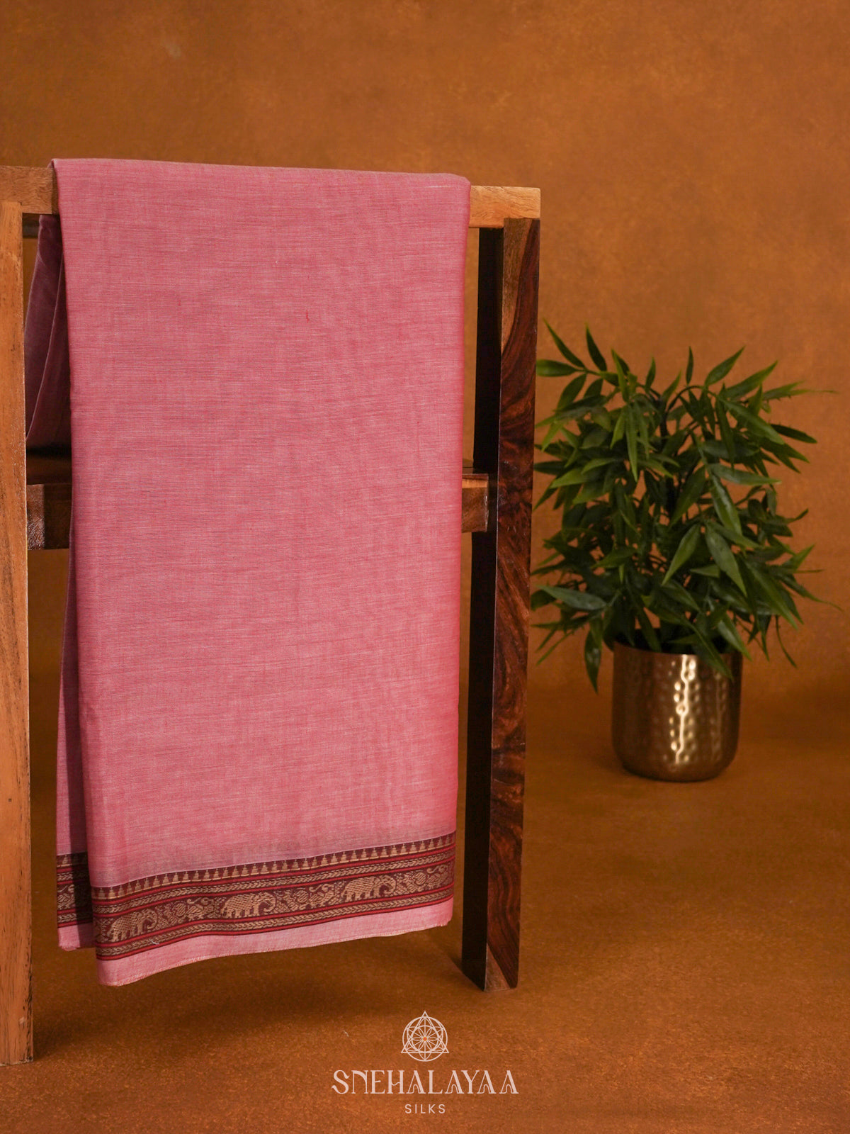 Pink Narayanpet Cotton Saree without Blouse