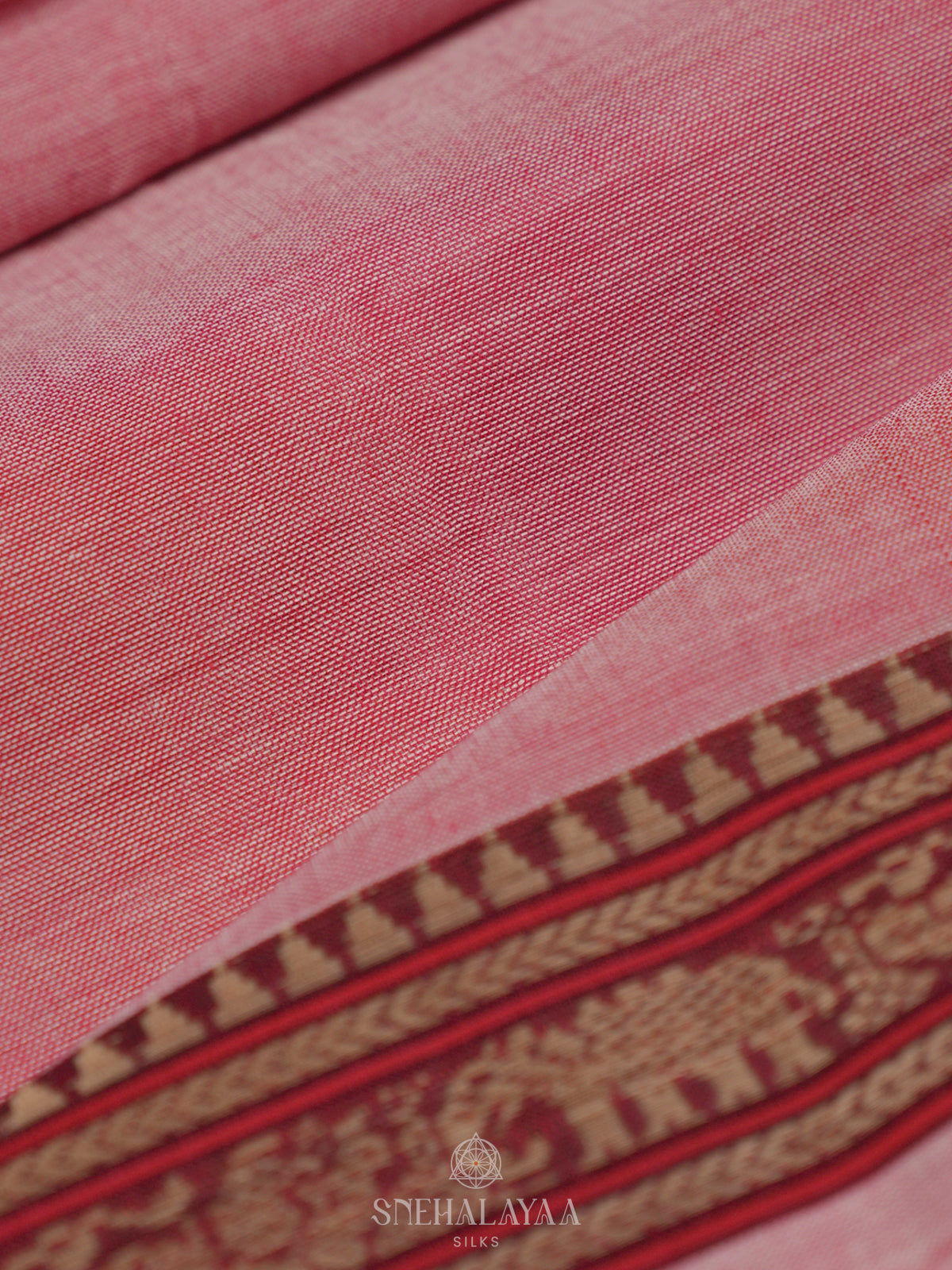Pink Narayanpet Cotton Saree without Blouse