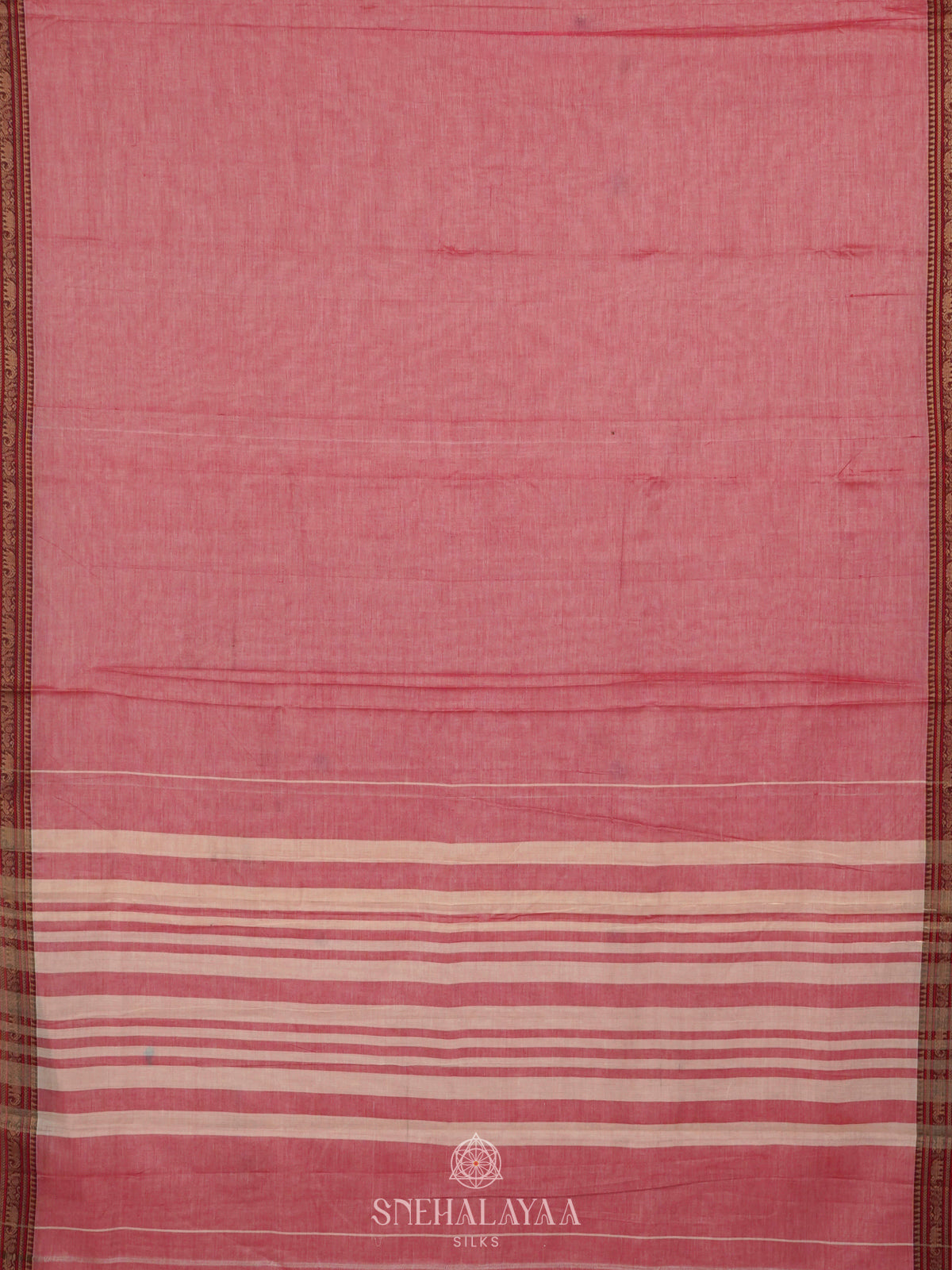 Pink Narayanpet Cotton Saree without Blouse