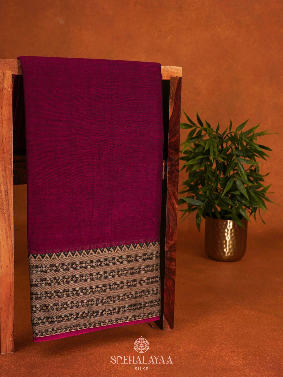 Maroon Narayanpet Cotton Saree without Blouse