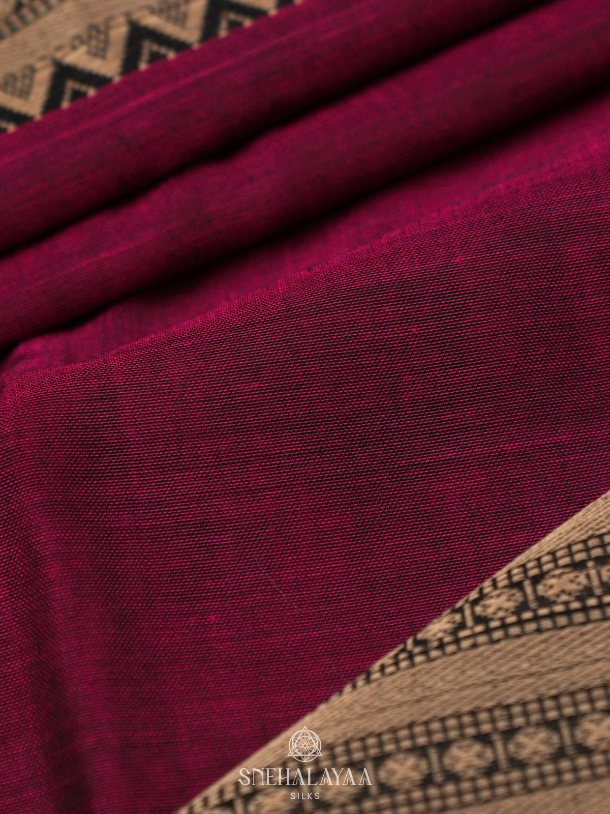 Maroon Narayanpet Cotton Saree without Blouse