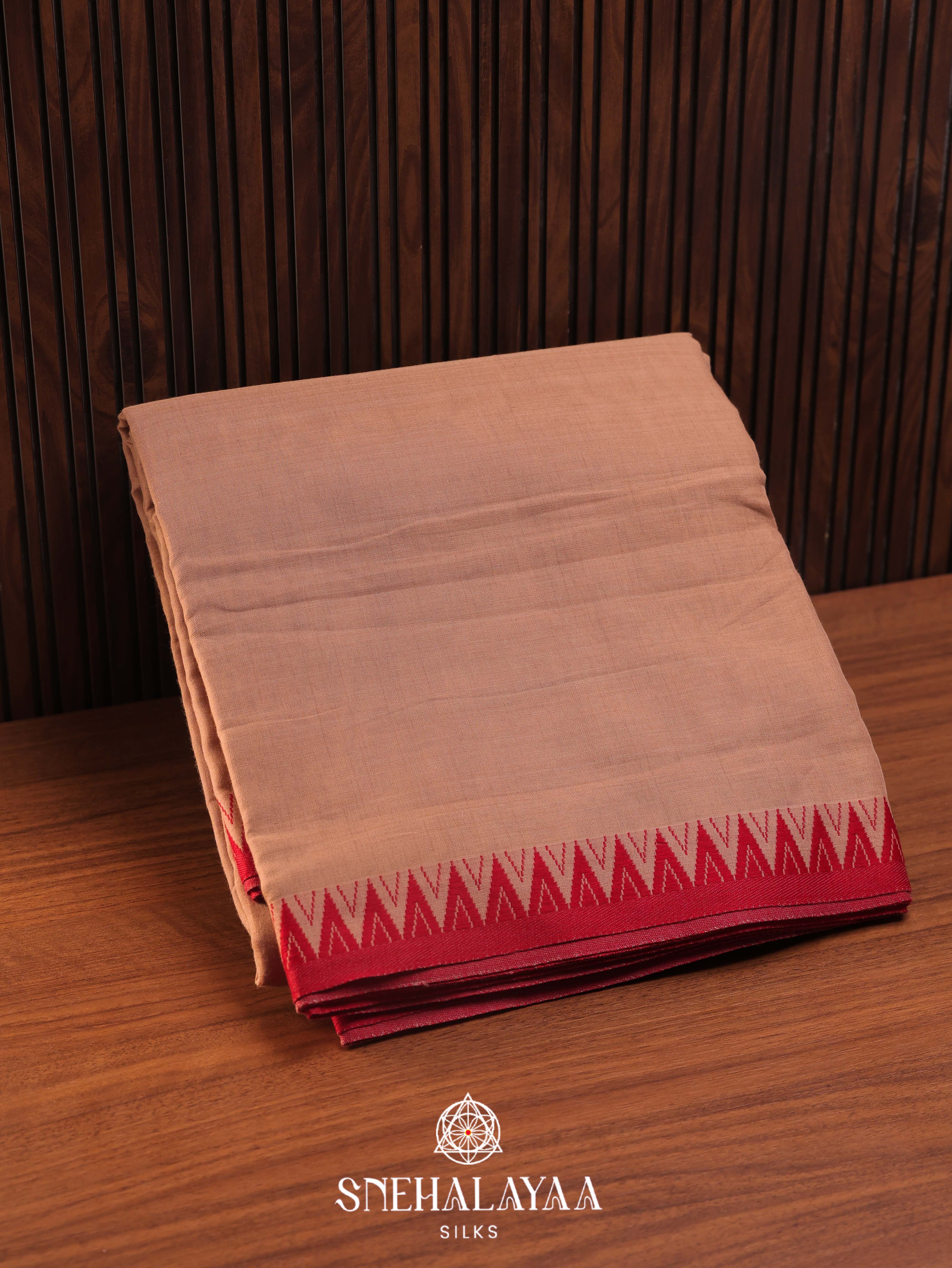 Peach Narayanpet Cotton Saree