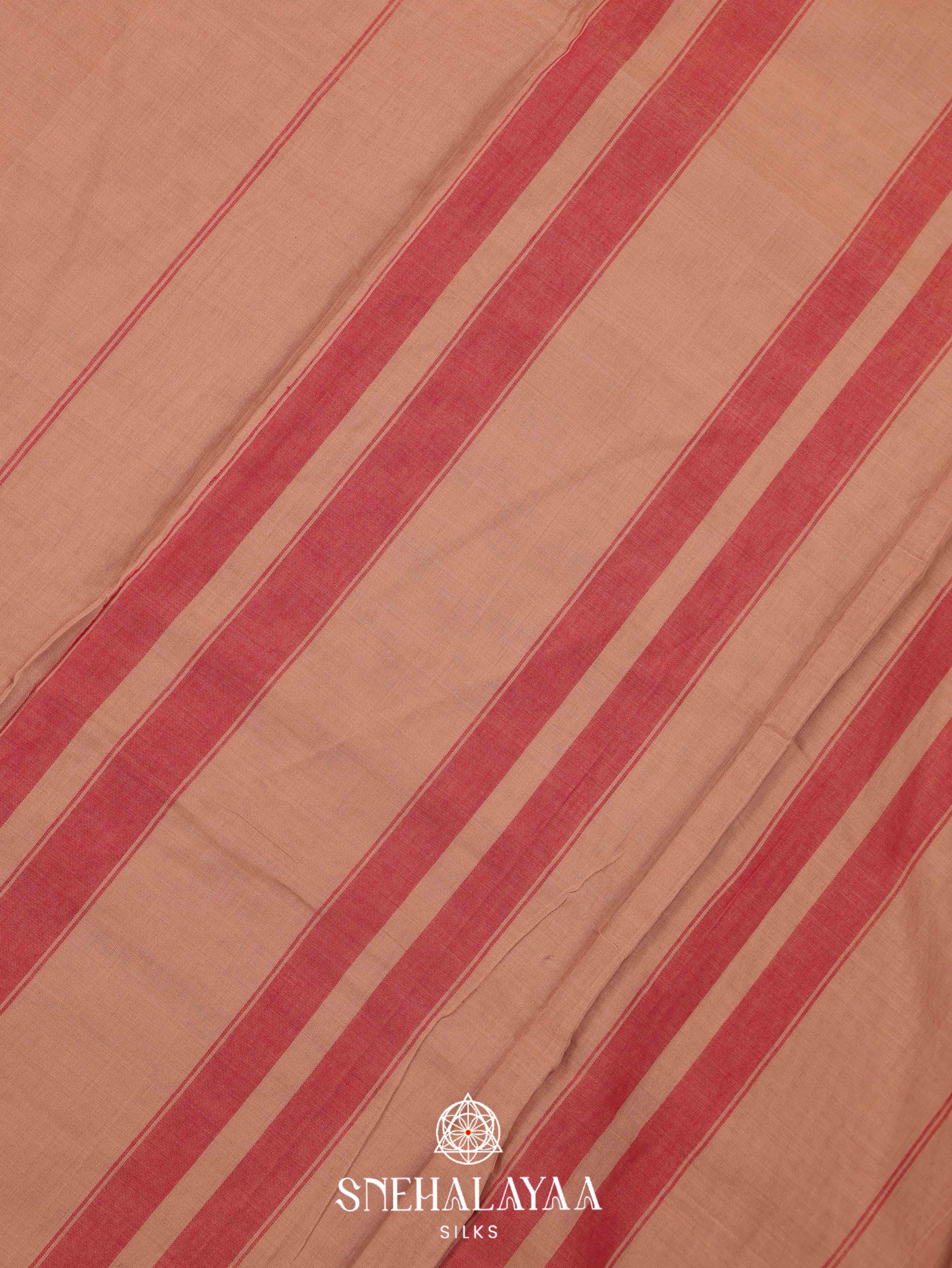Peach Narayanpet Cotton Saree