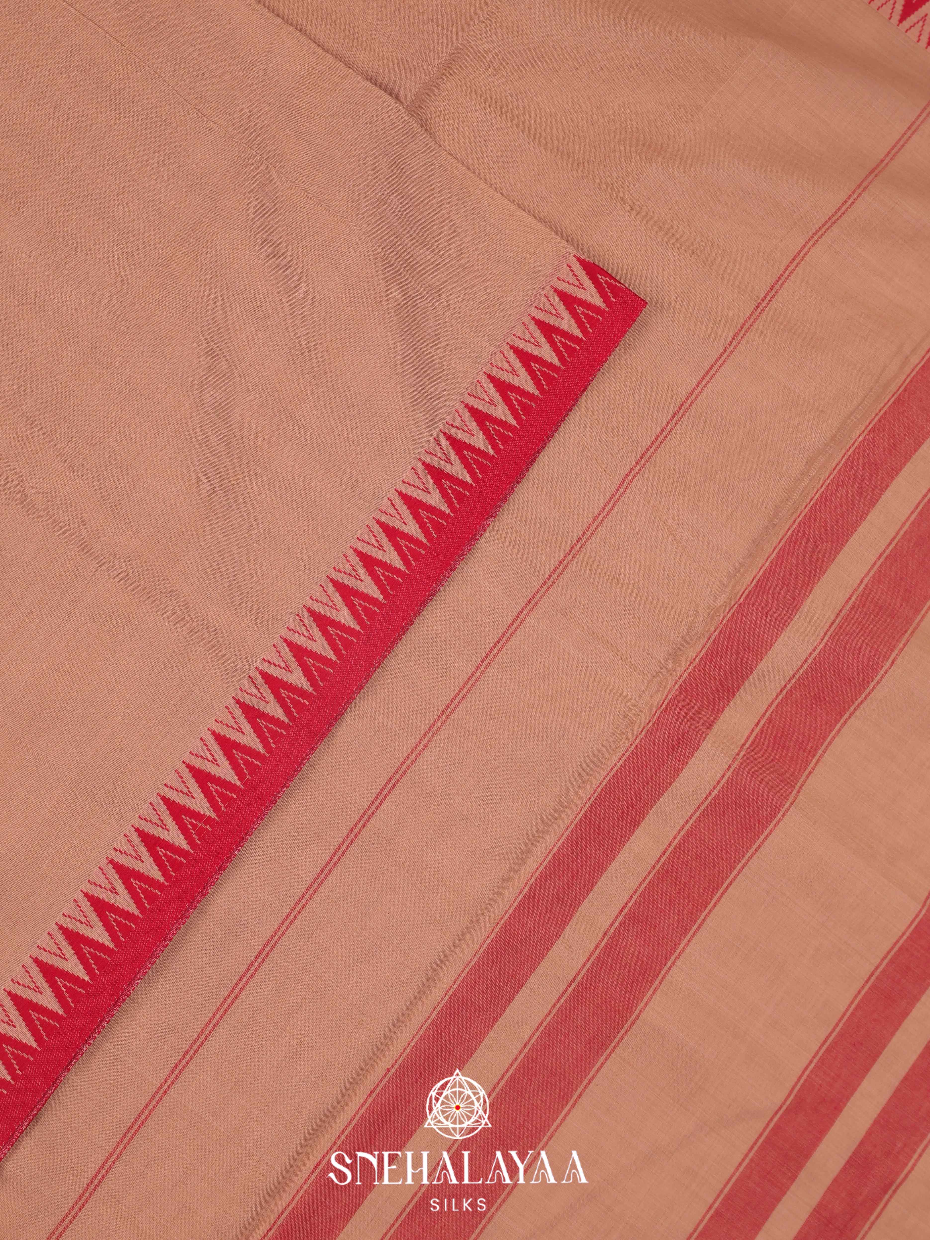 Peach Narayanpet Cotton Saree