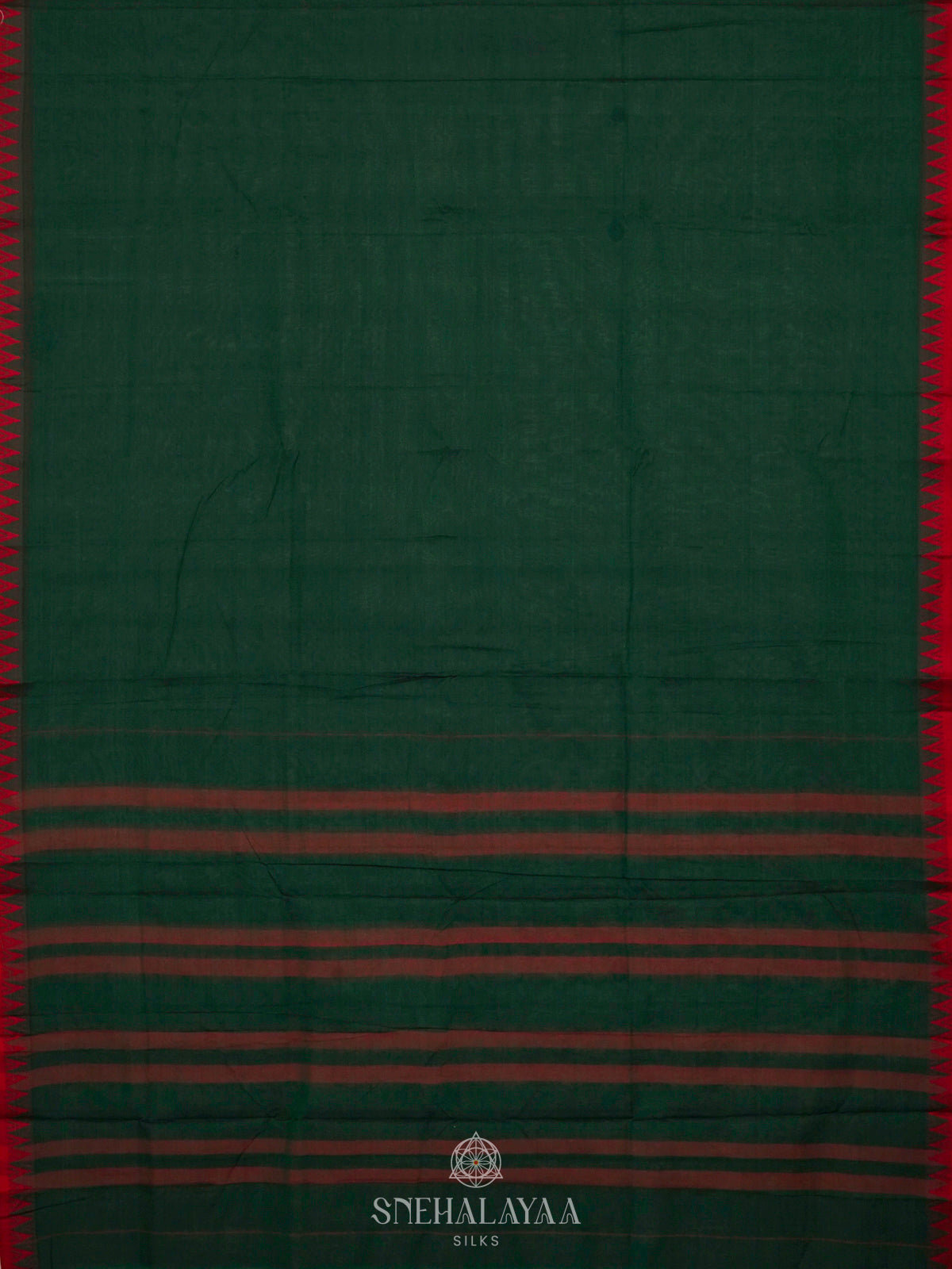 Forest Green Narayanpet Cotton Saree without Blouse