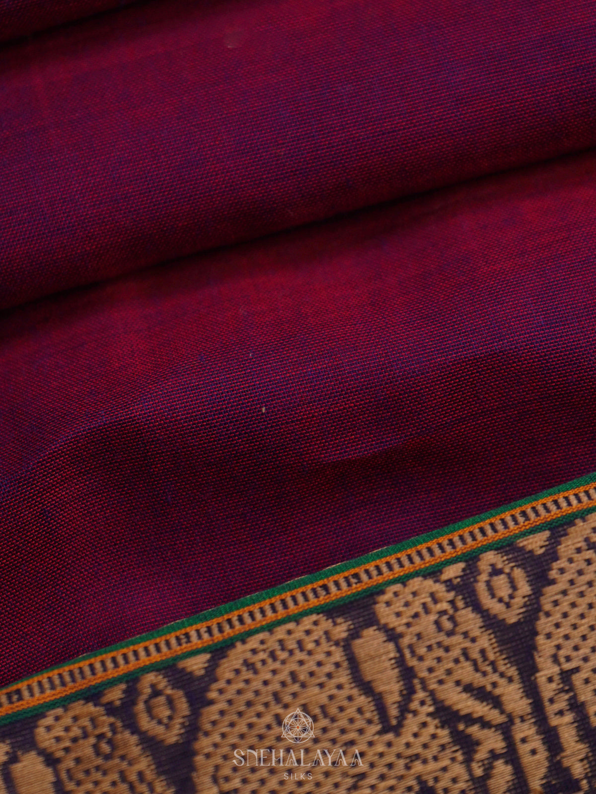 Magenta Narayanpet Cotton Saree without Blouse