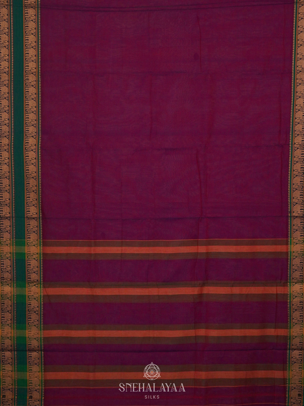 Magenta Narayanpet Cotton Saree without Blouse