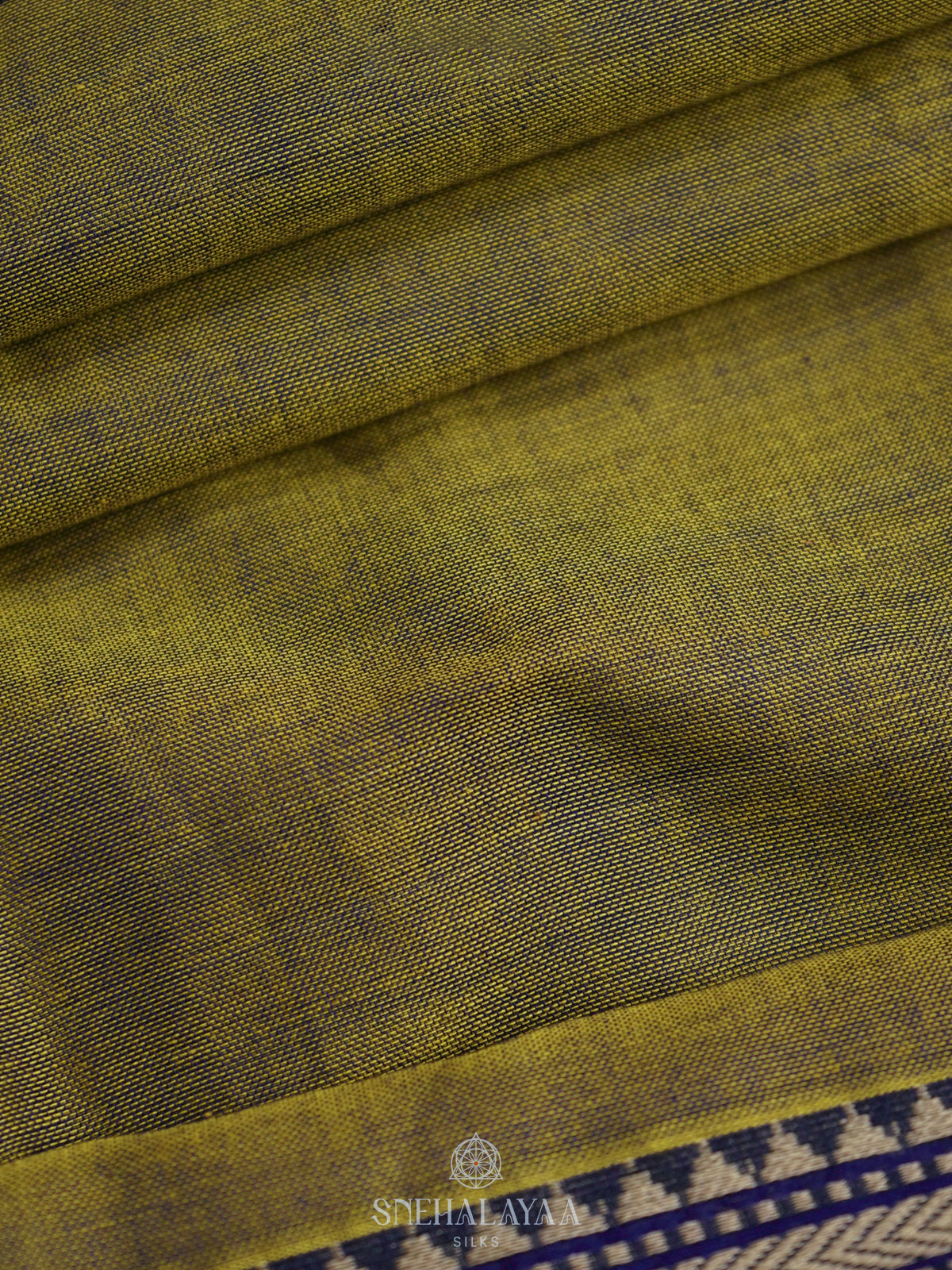 Olive Green Narayanpet Cotton Saree without Blouse