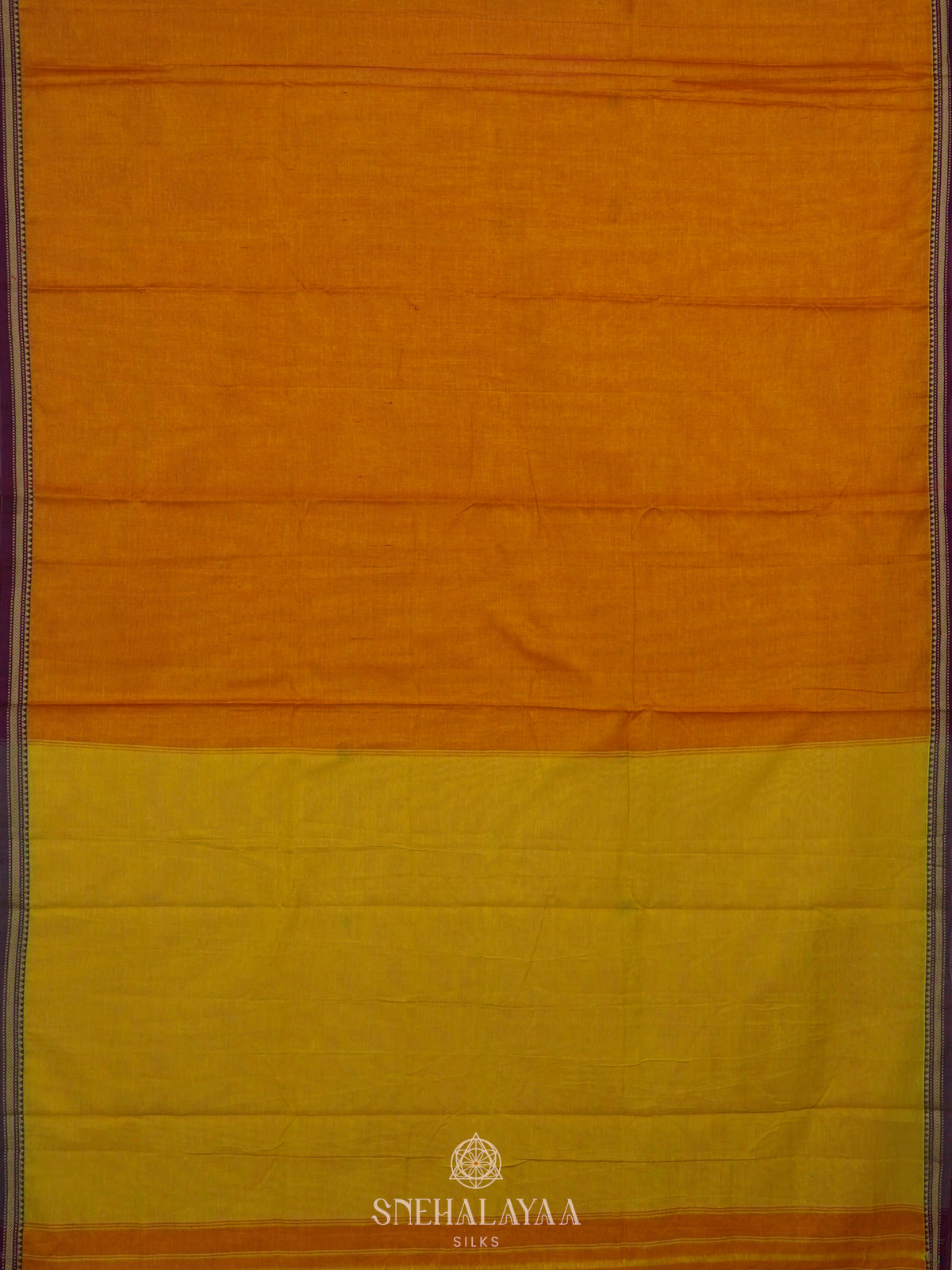 Mango Yellow Narayanpet Cotton Saree without Blouse