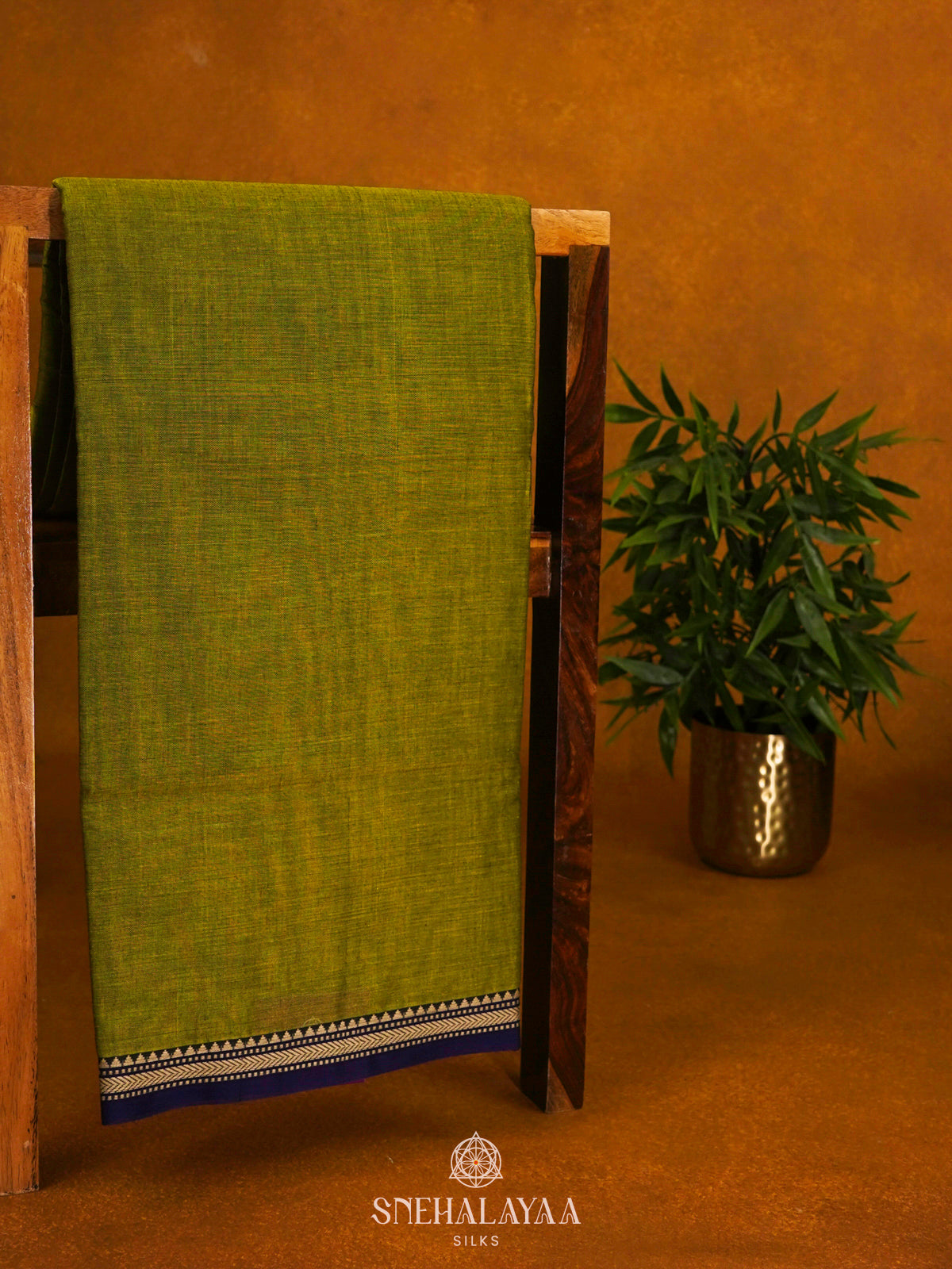 Moss Green Narayanpet Cotton Saree without Blouse