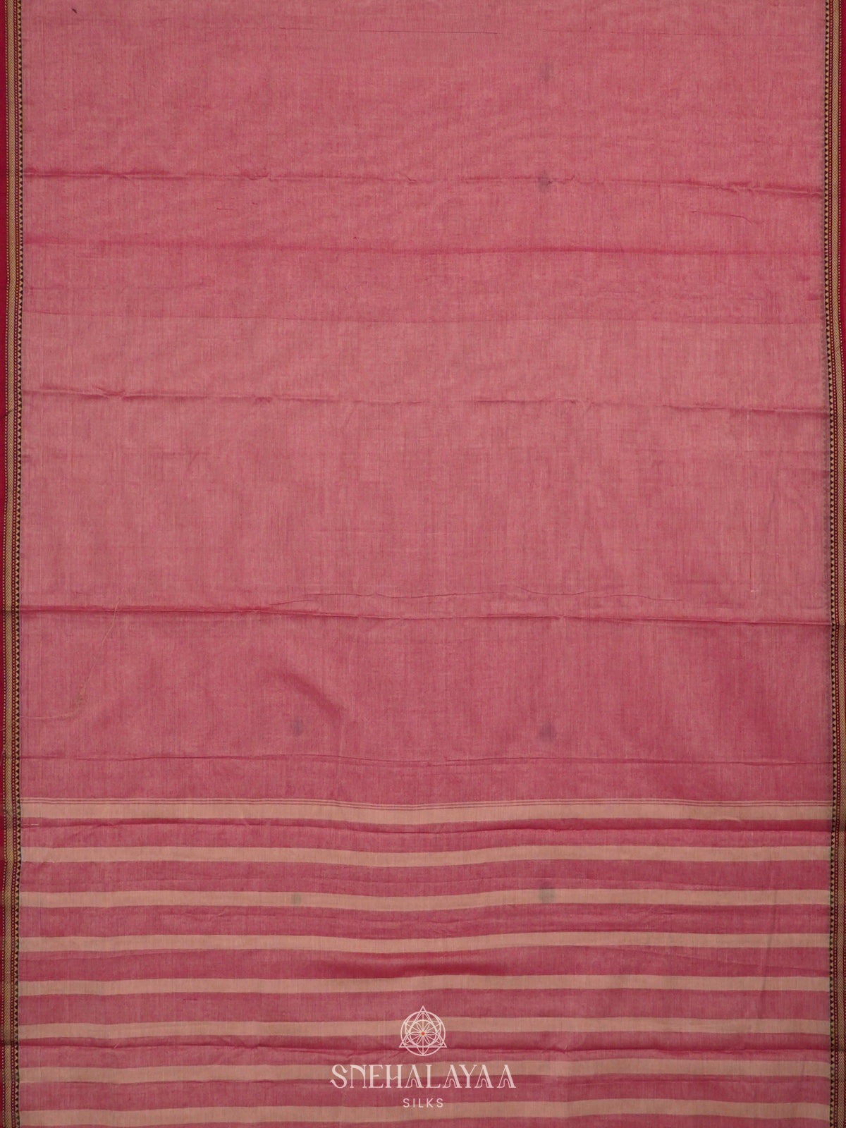 Pink Narayanpet Cotton Saree without Blouse