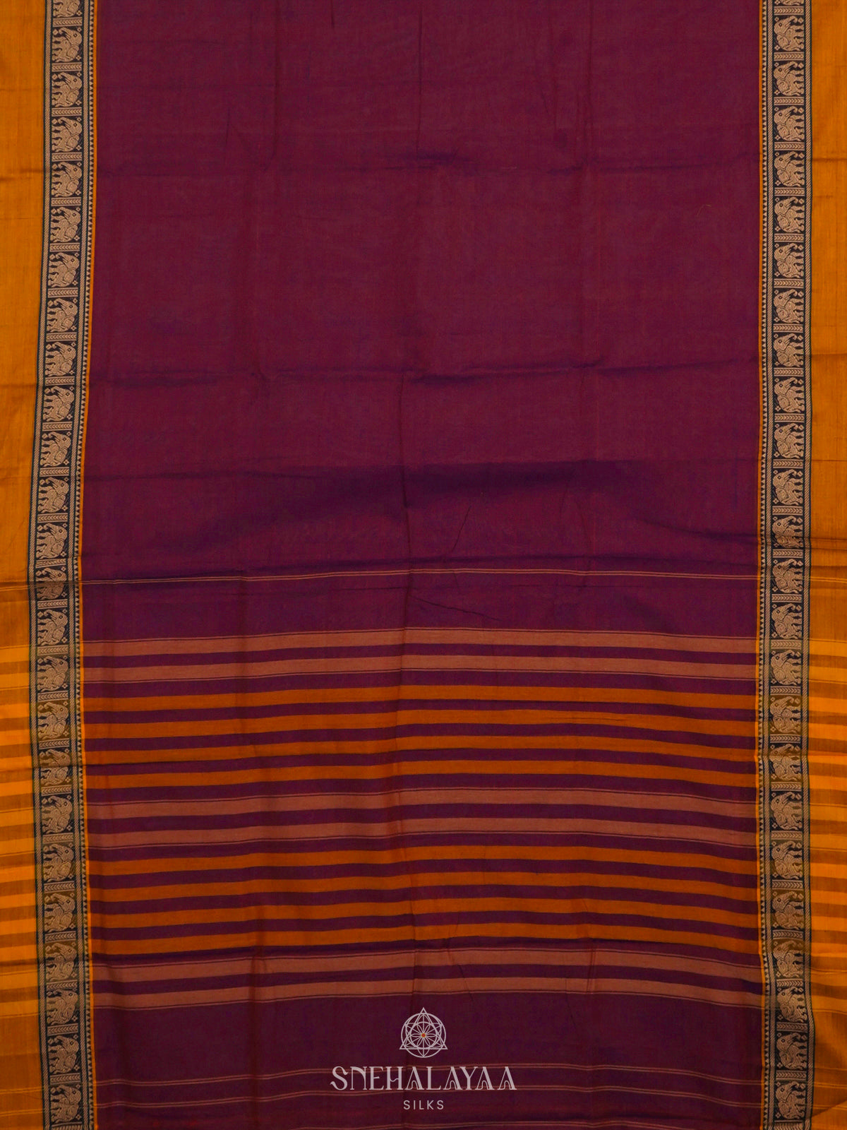 Magenta Narayanpet Cotton Saree without Blouse