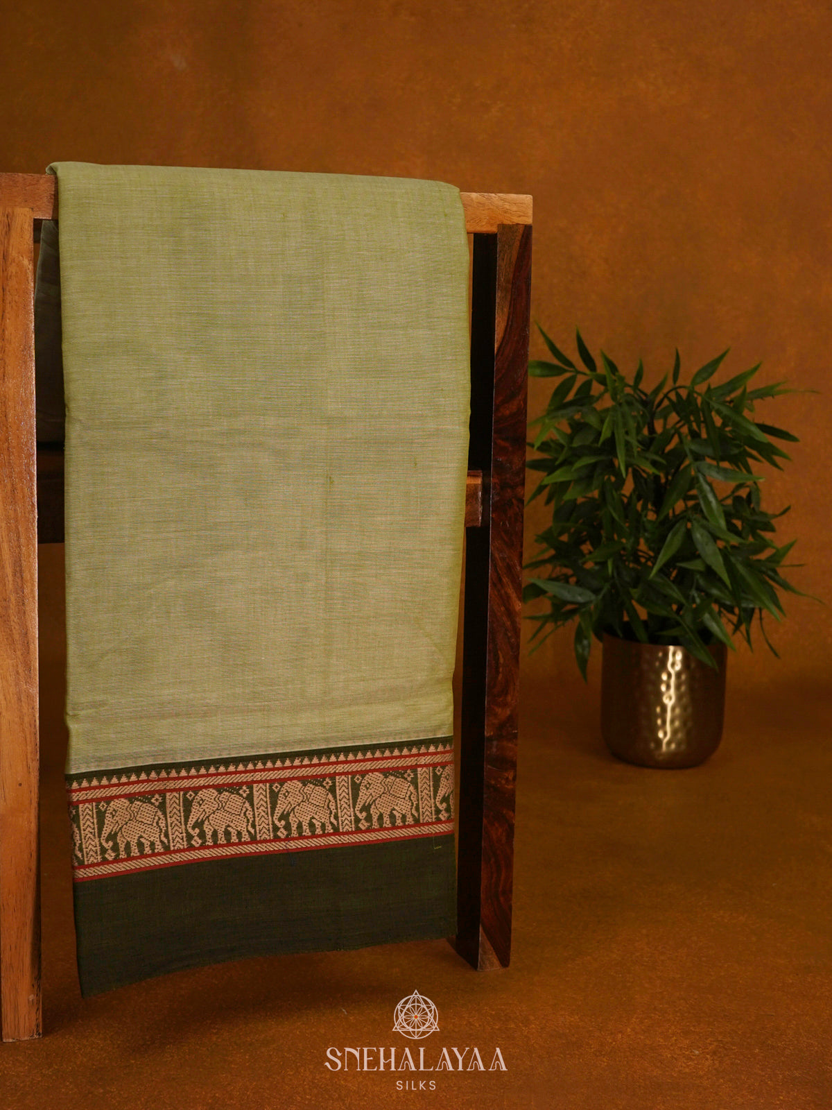 Pista Green Narayanpet Cotton Saree without Blouse