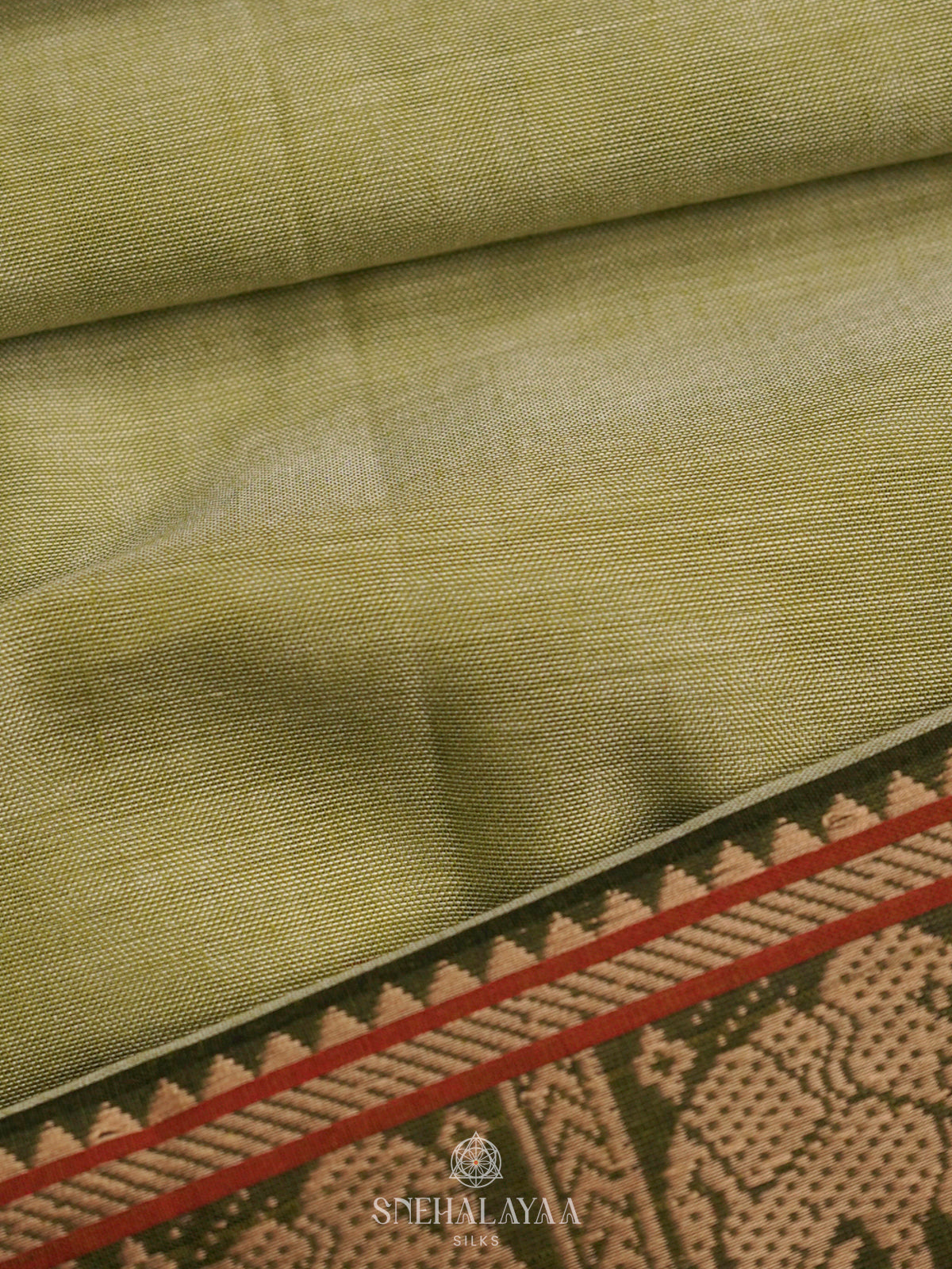 Pista Green Narayanpet Cotton Saree without Blouse