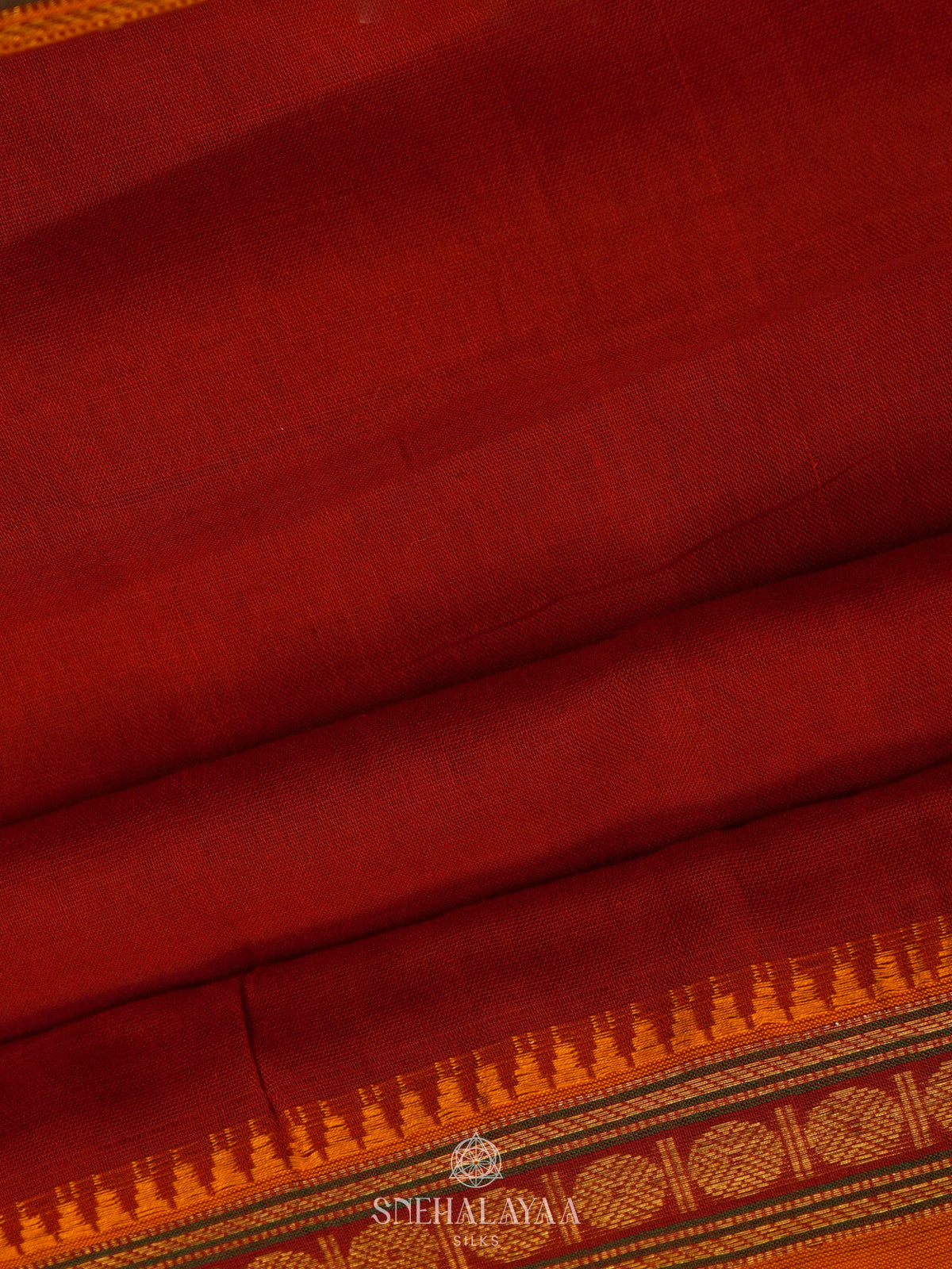 Red Narayanpet Cotton Saree without Blouse