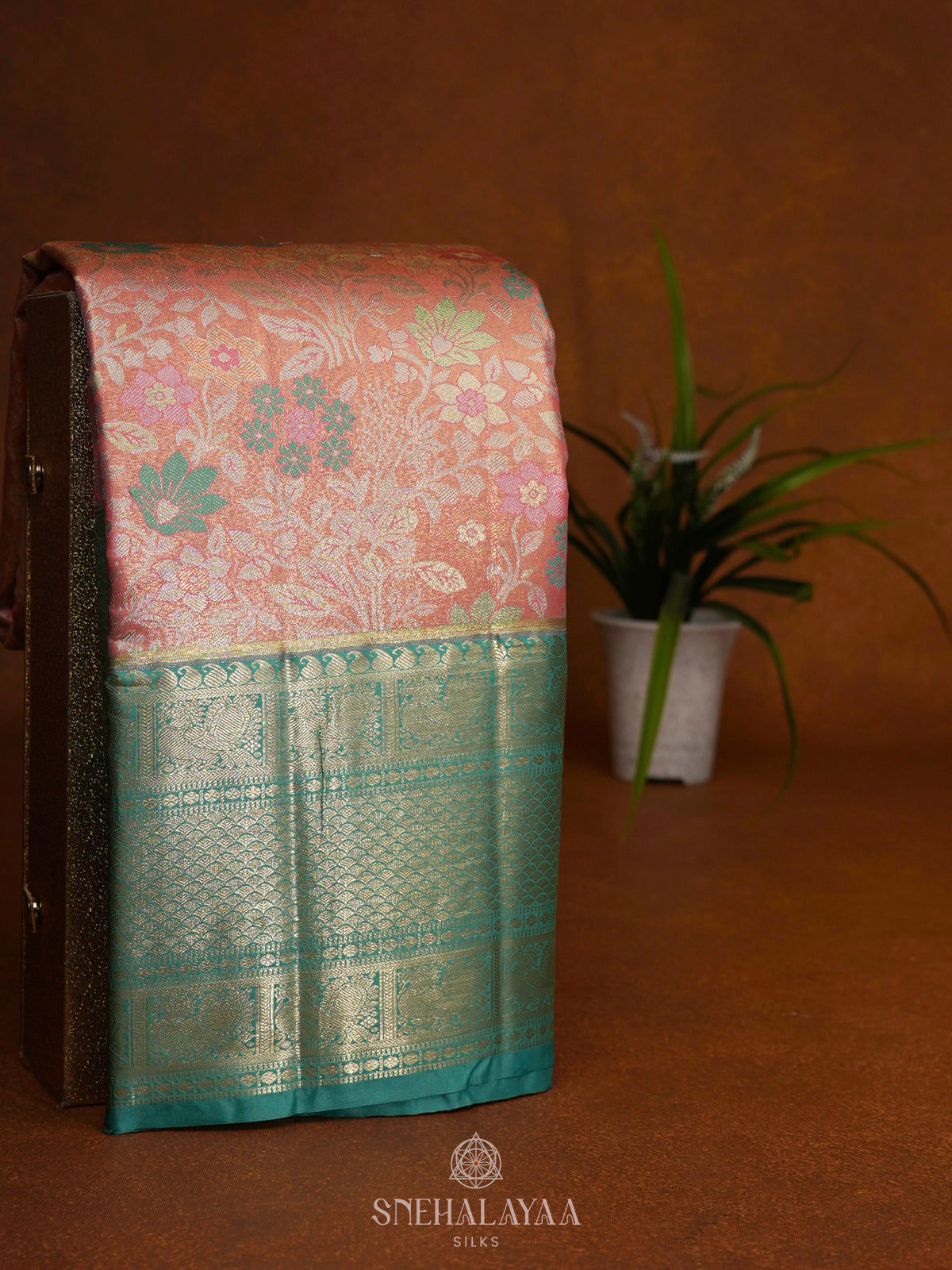 Peach Art Silk Saree