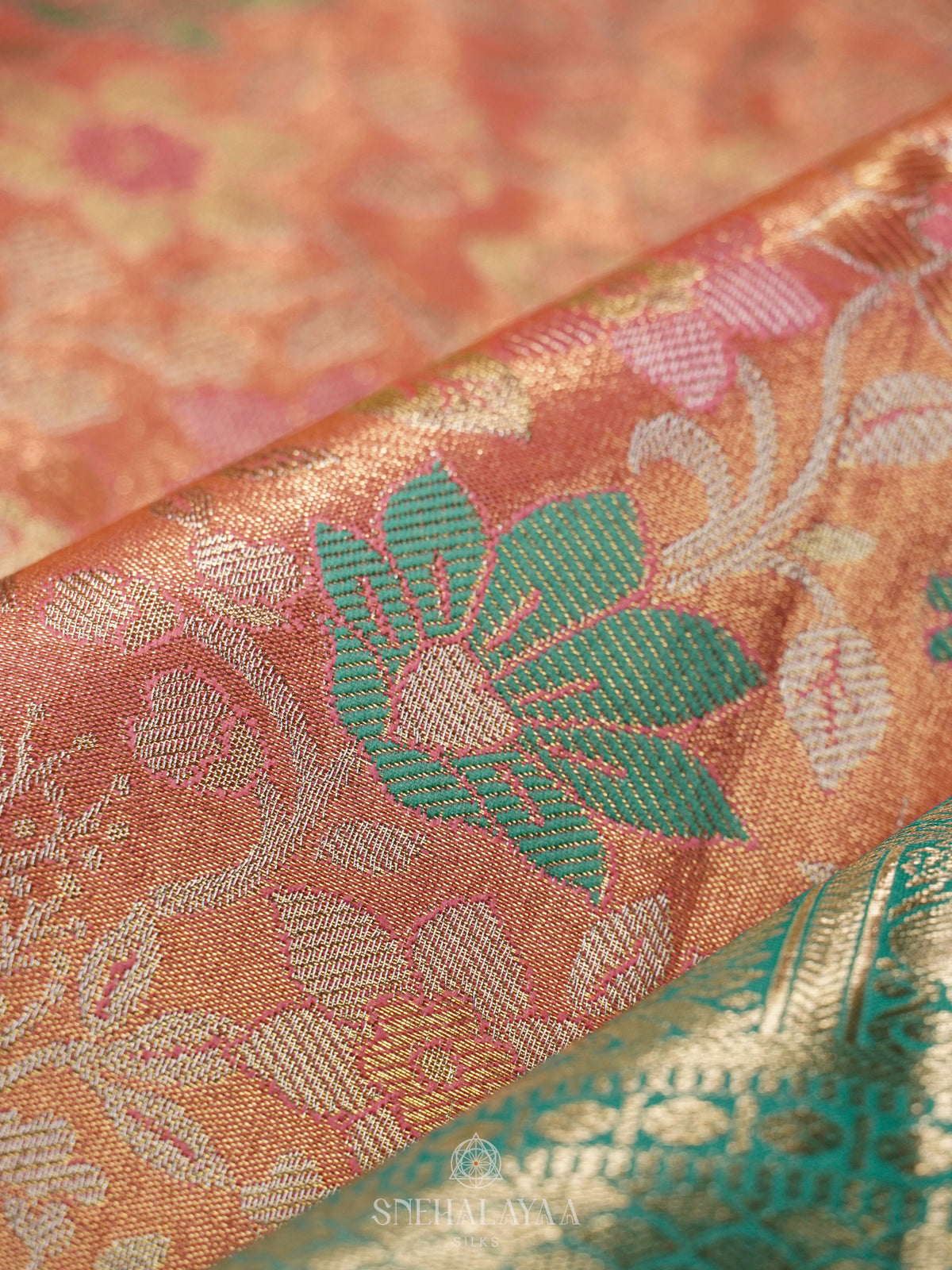 Peach Art Silk Saree