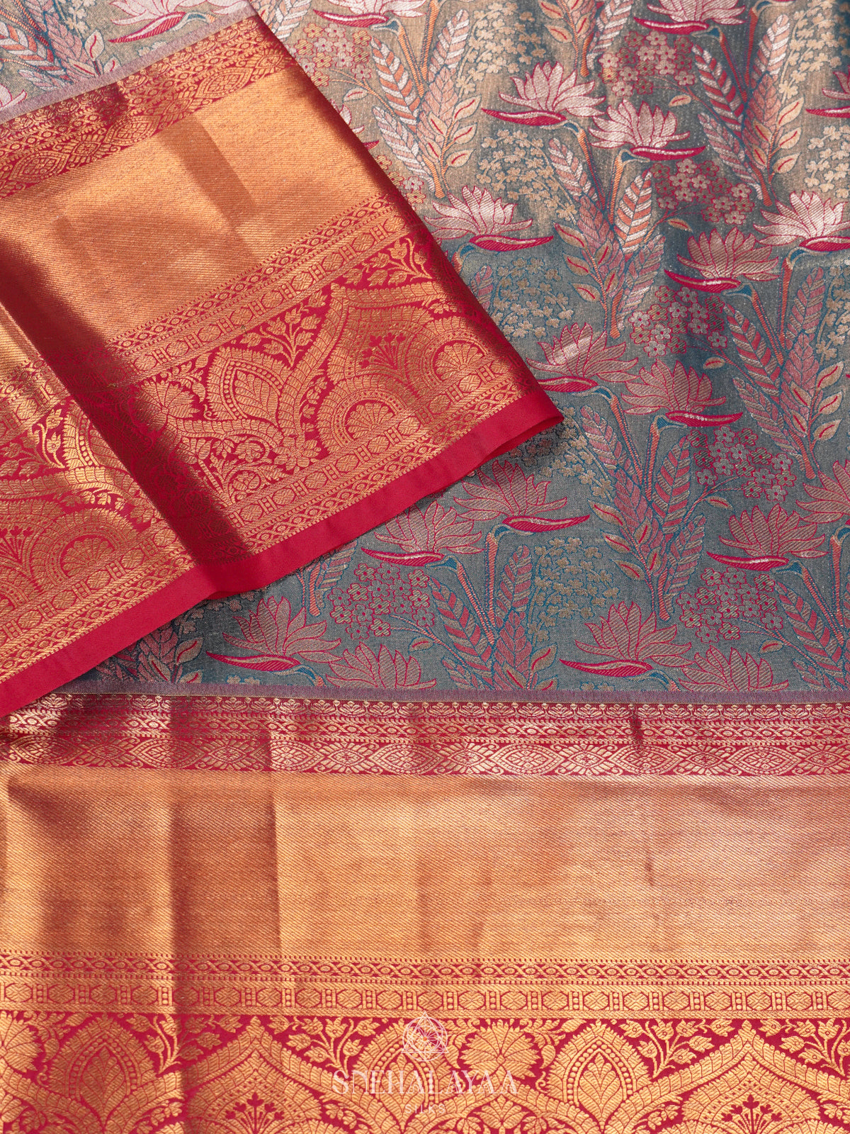 Teal Blue Art Silk Saree