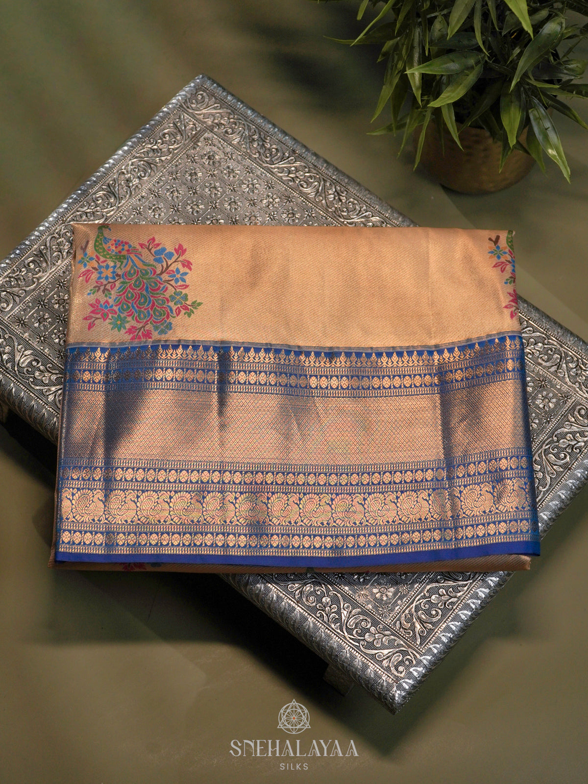 Cream Art Silk Saree
