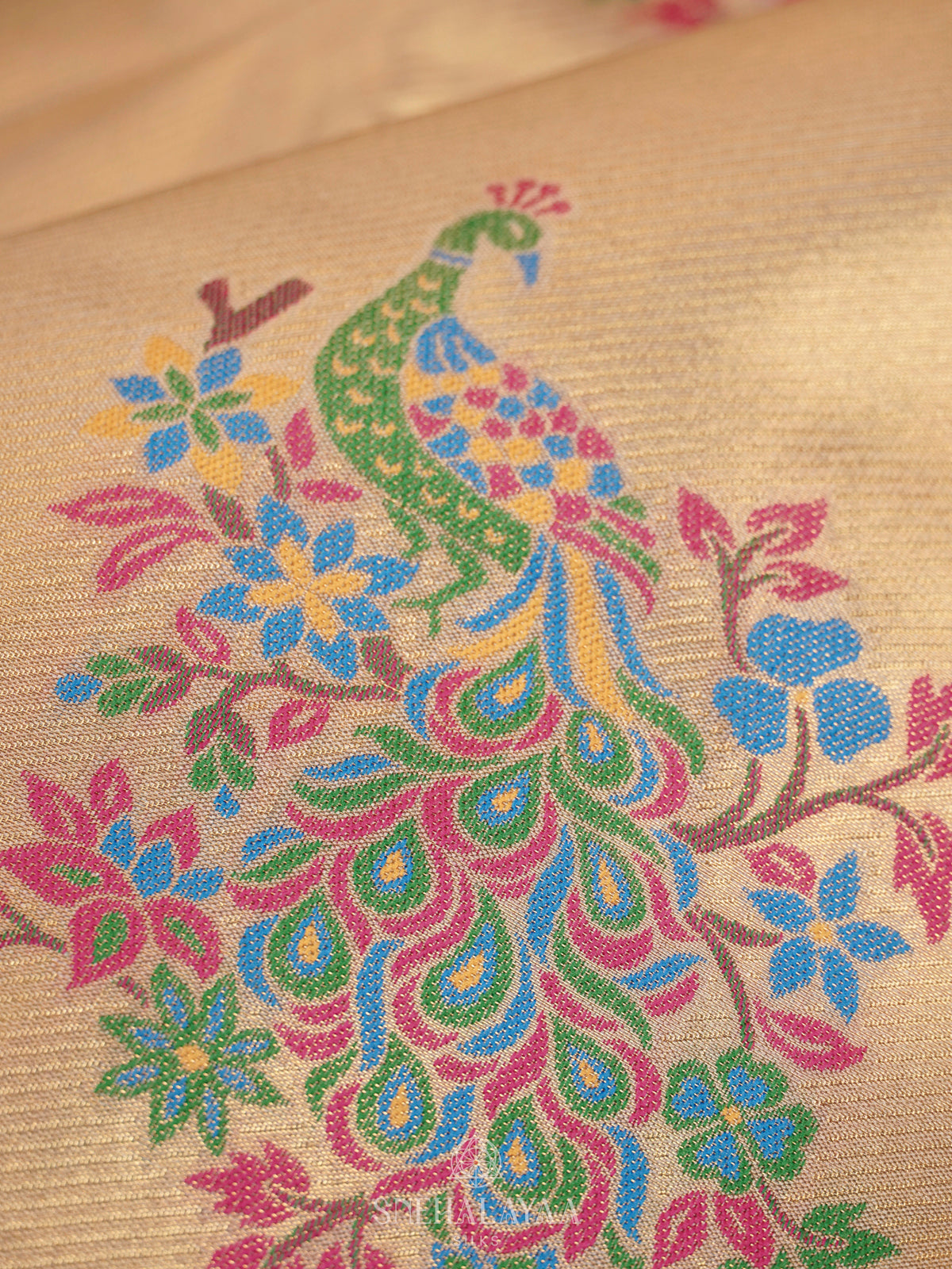 Cream Art Silk Saree