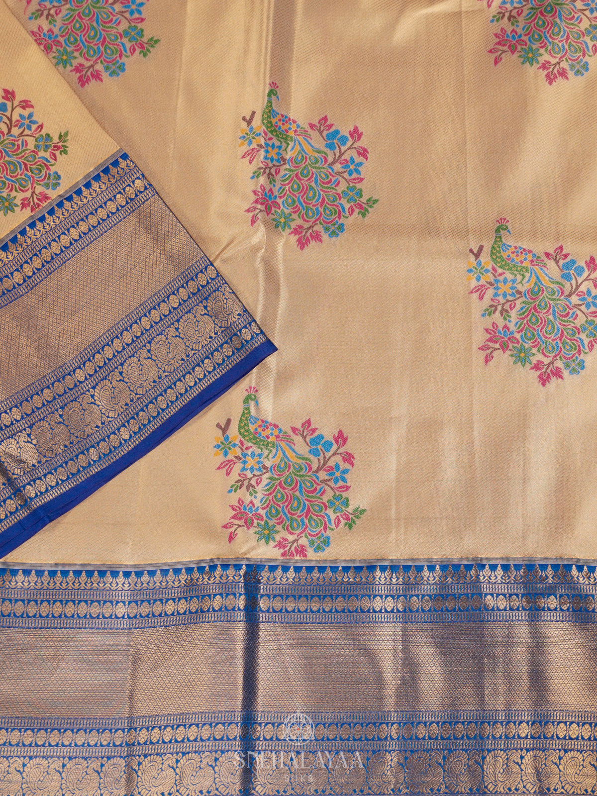 Cream Art Silk Saree