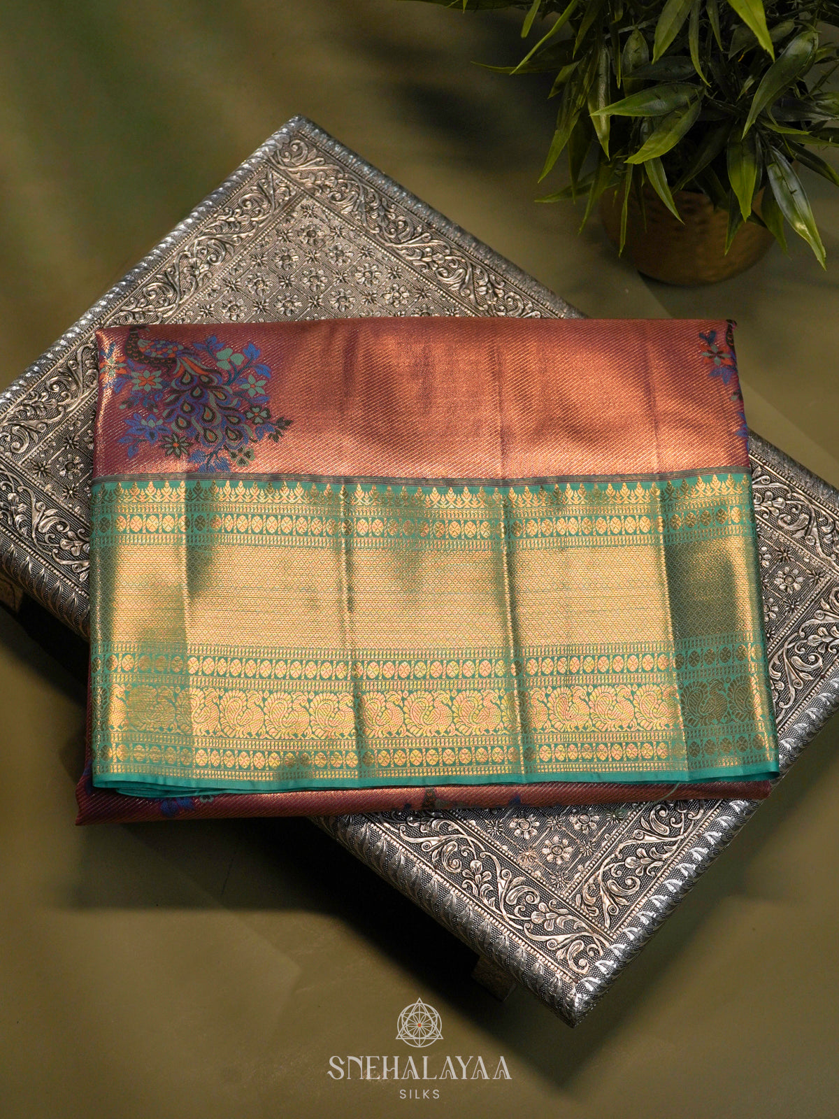 Peach Art Silk Saree