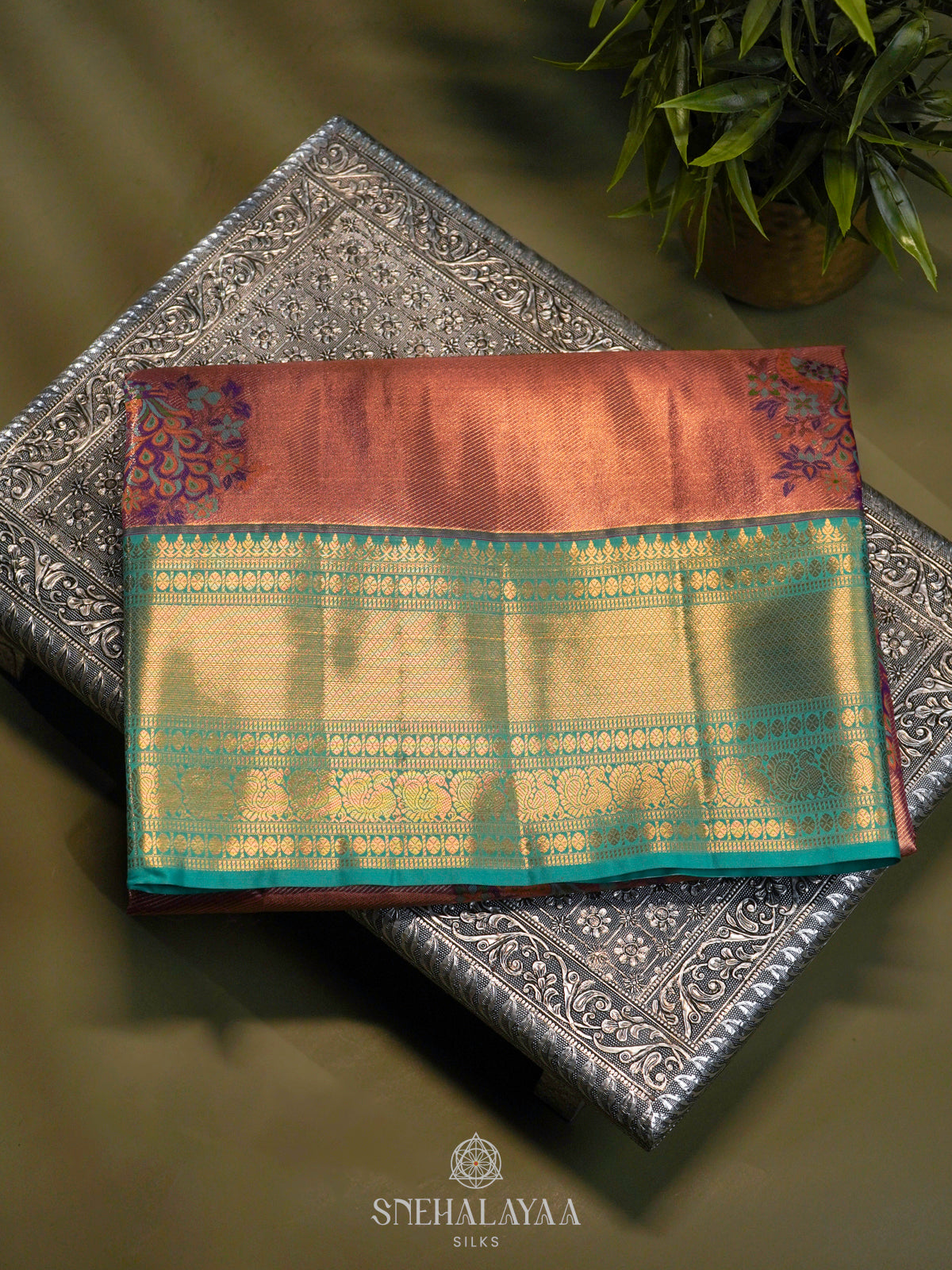 Peach Art Silk Saree