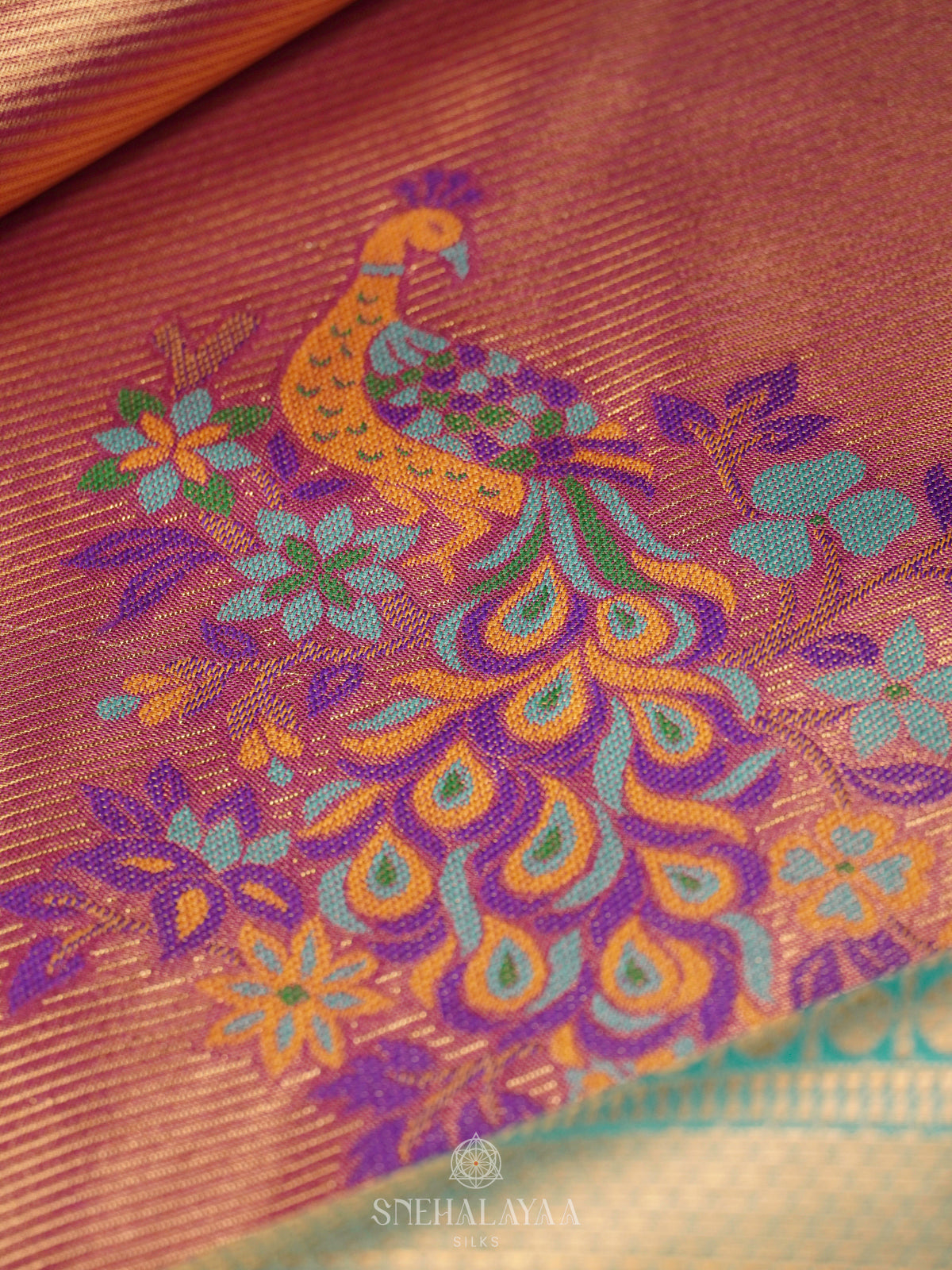 Peach Art Silk Saree