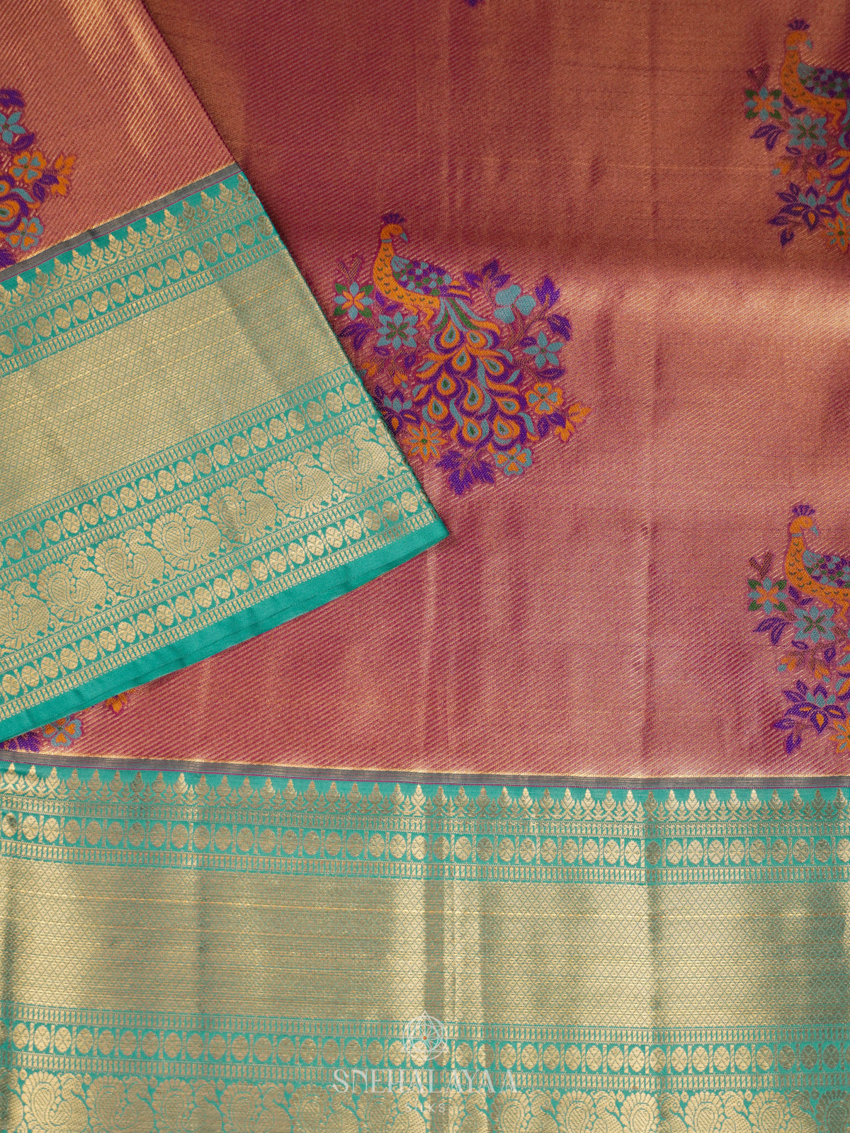 Peach Art Silk Saree