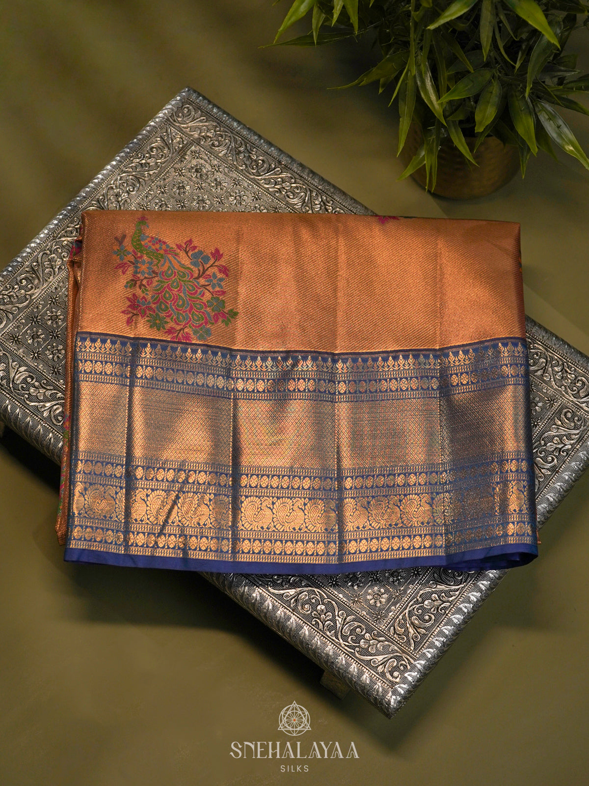 Pale Orange Art Silk Saree