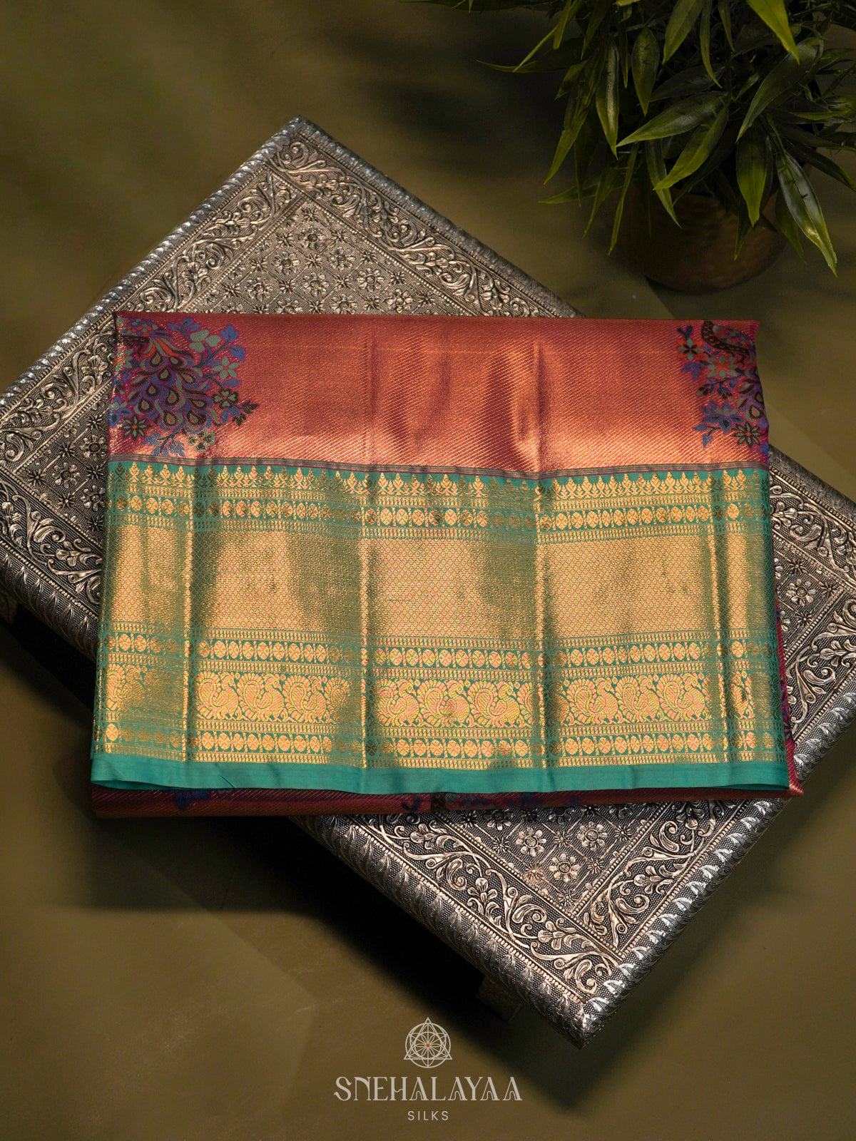 Peach Art Silk Saree
