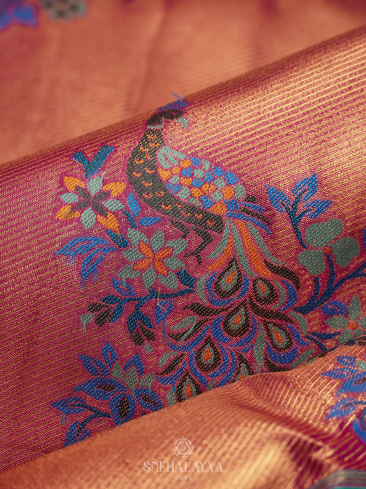 Peach Art Silk Saree