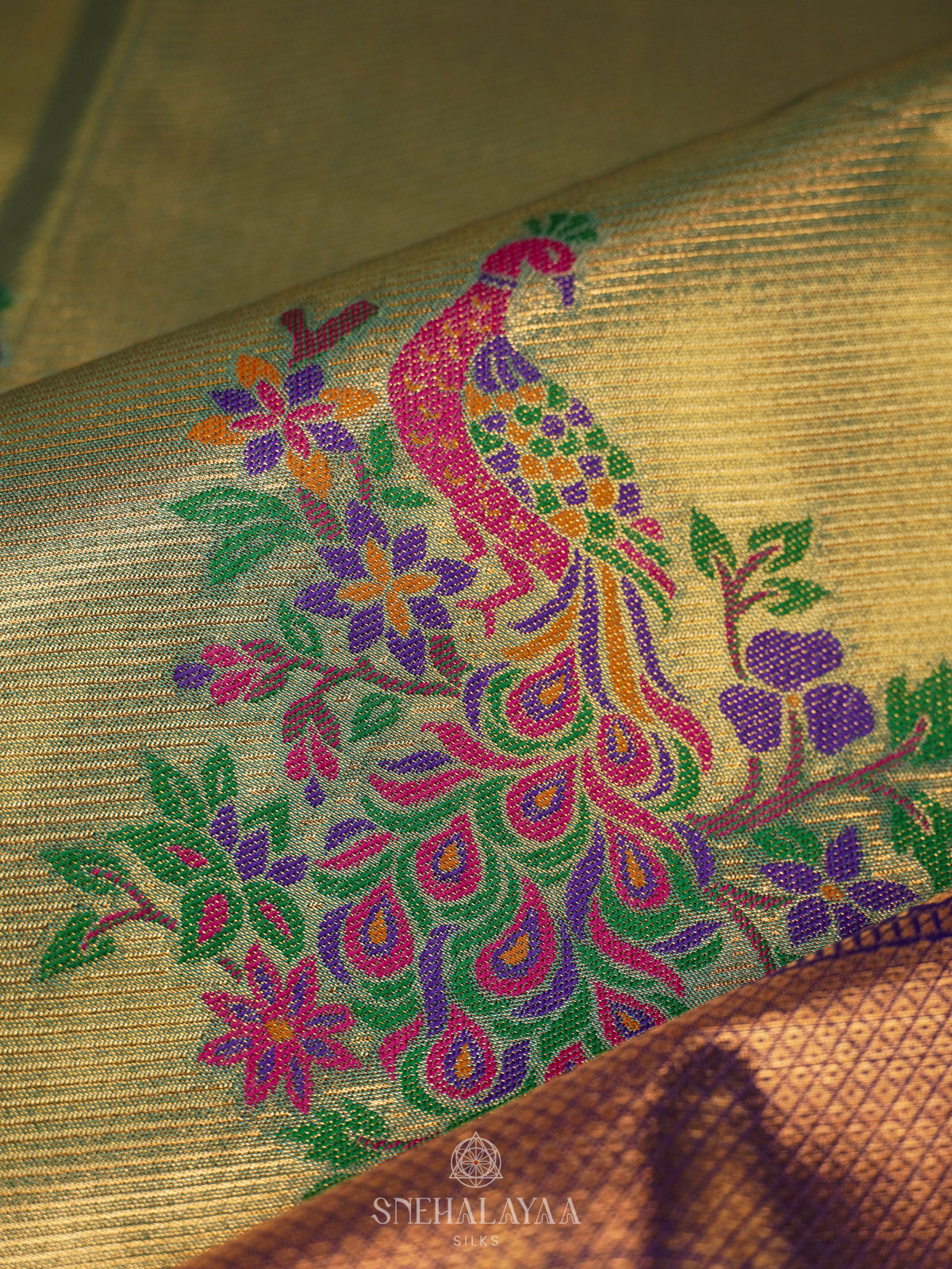 Lime Green Art Silk Saree