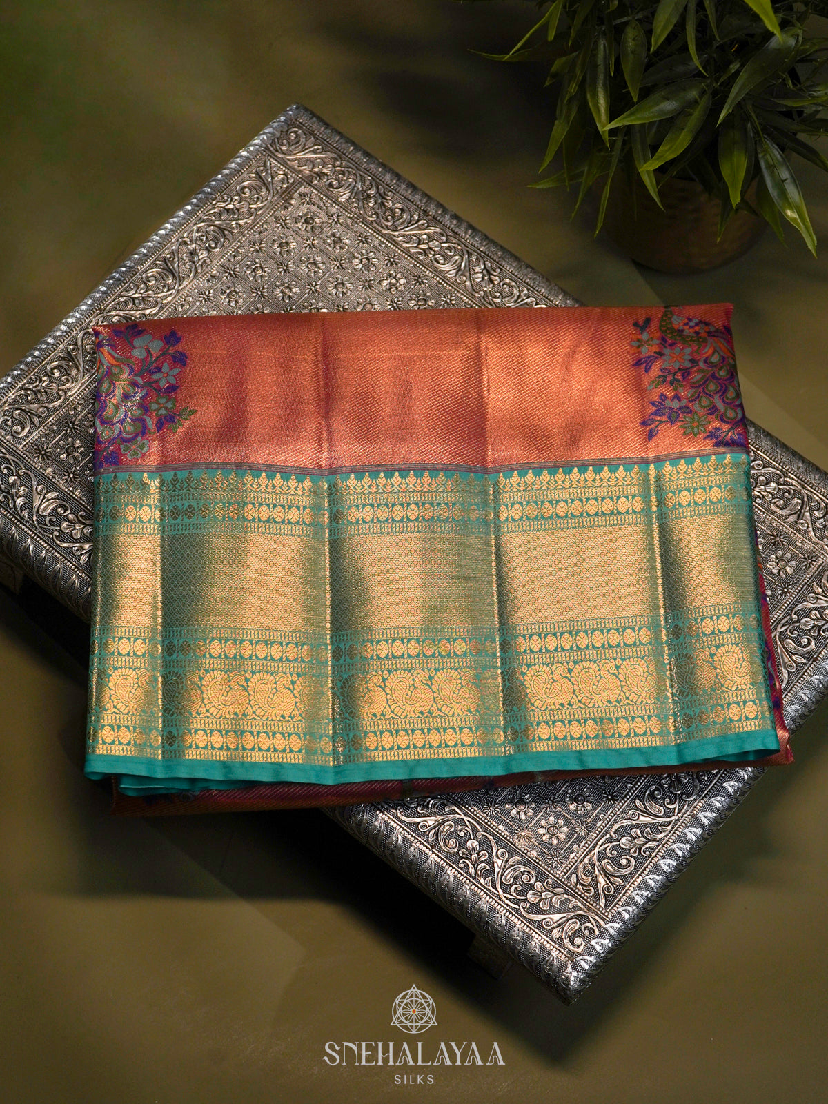 Peach Art Silk Saree