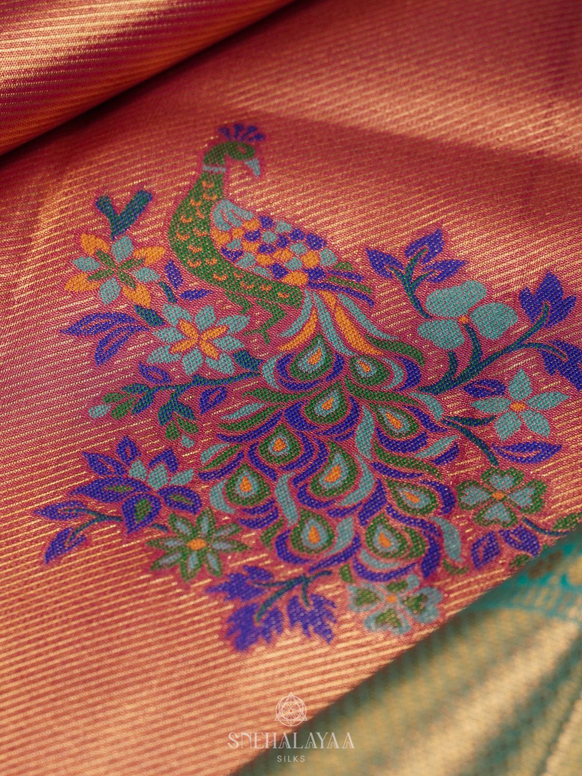Peach Art Silk Saree