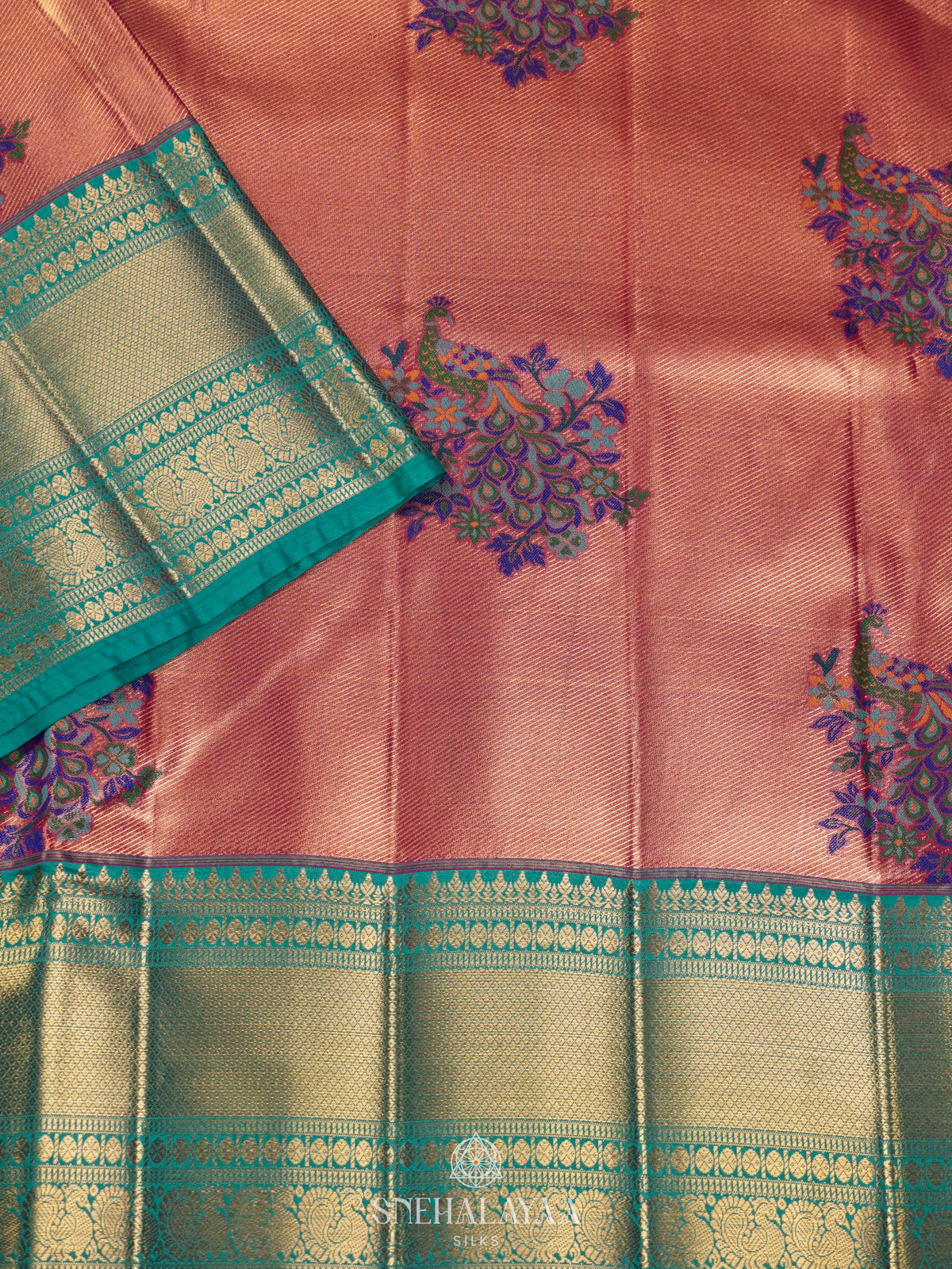 Peach Art Silk Saree
