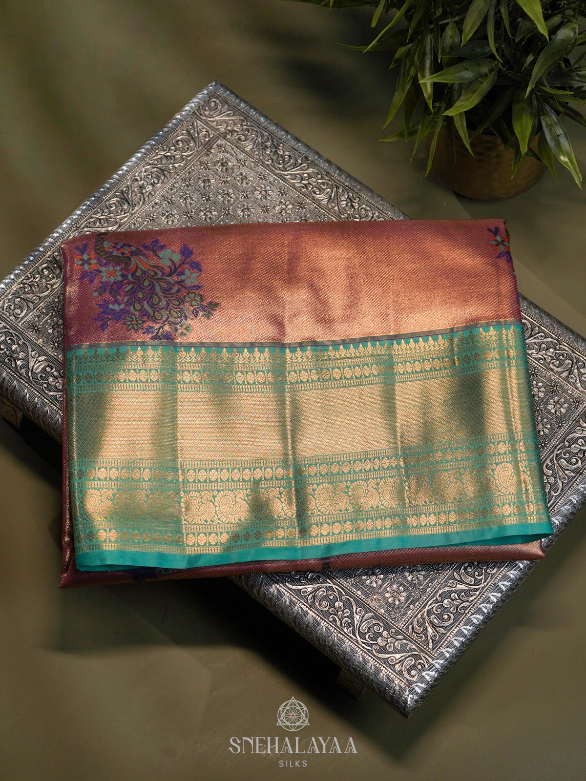 Peach Art Silk Saree