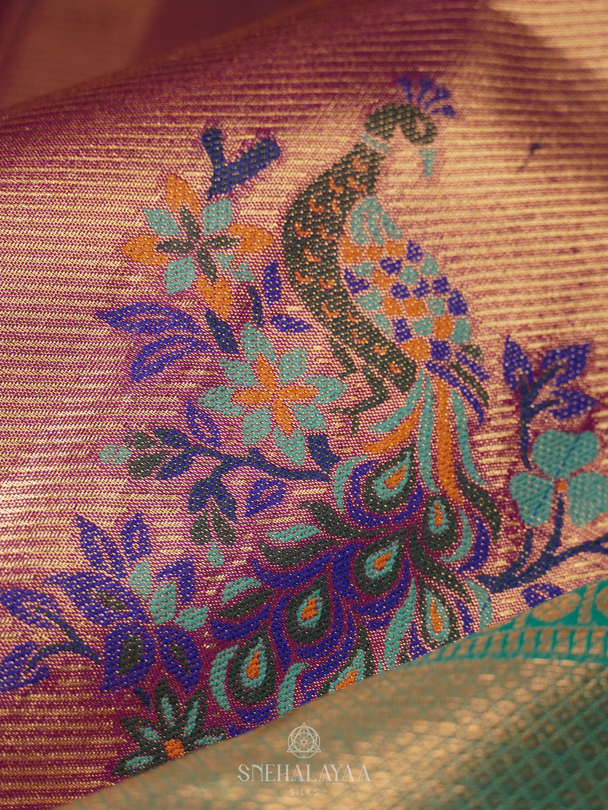 Peach Art Silk Saree