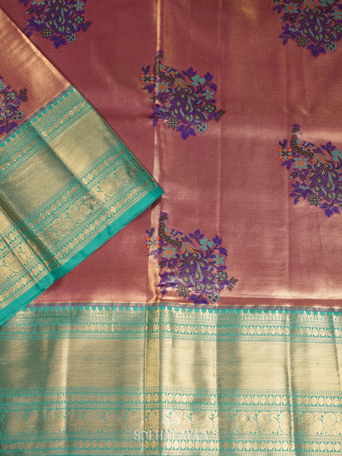 Peach Art Silk Saree
