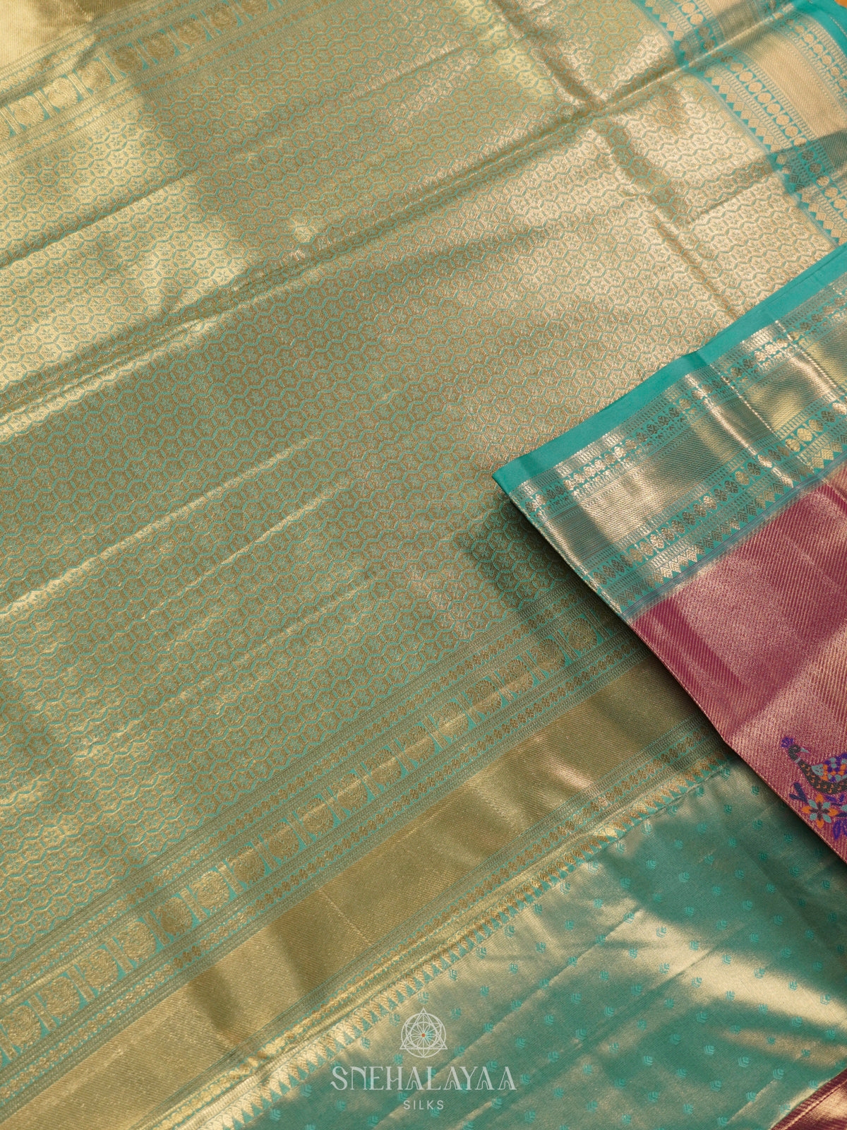 Peach Art Silk Saree