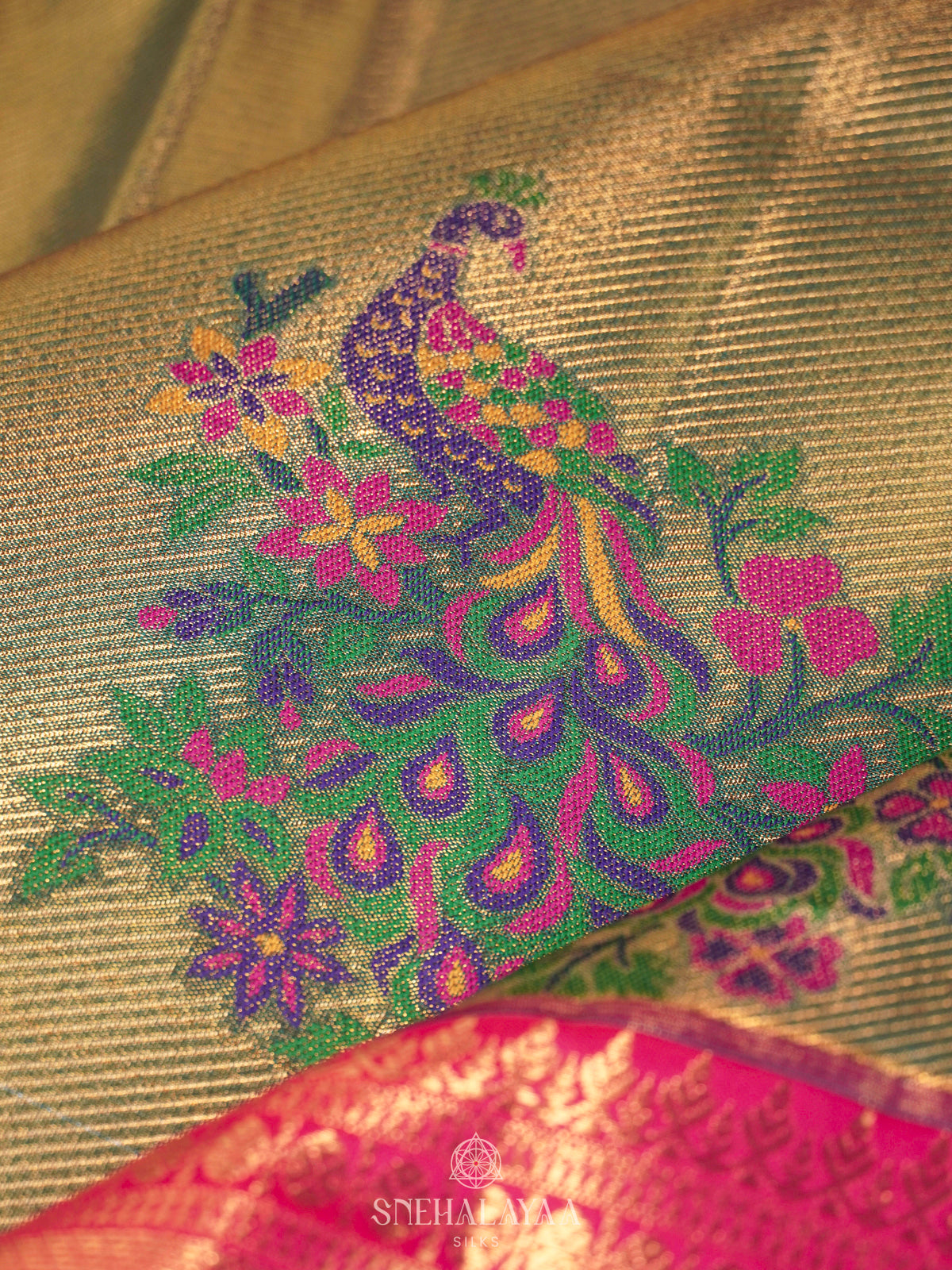 Lime Green Art Silk Saree