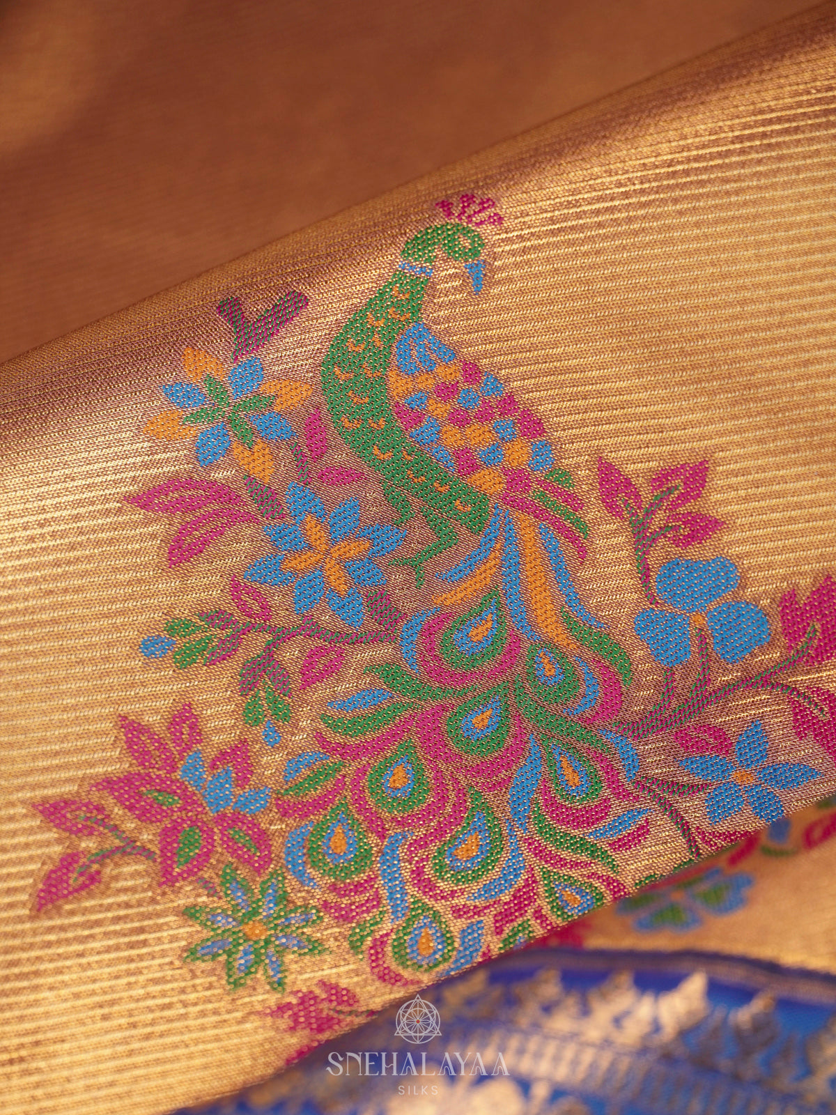 Peach Art Silk Saree