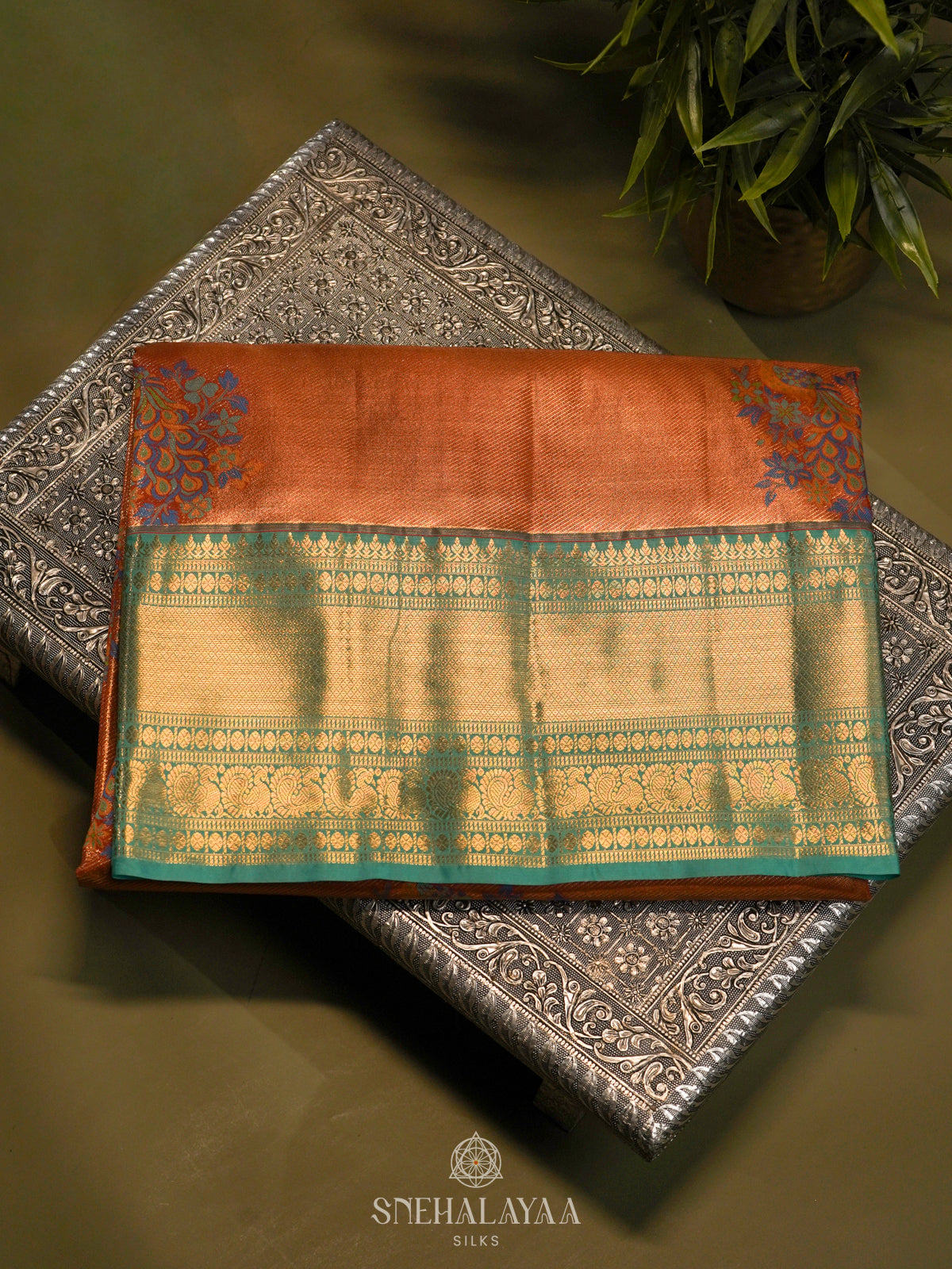 Orange Art Silk Saree