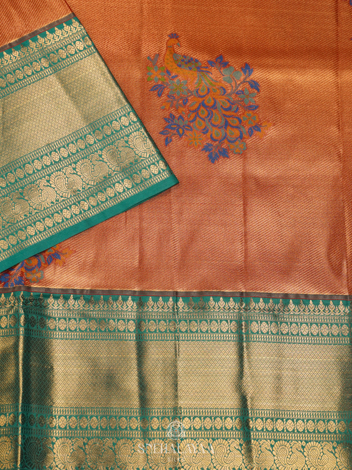 Orange Art Silk Saree