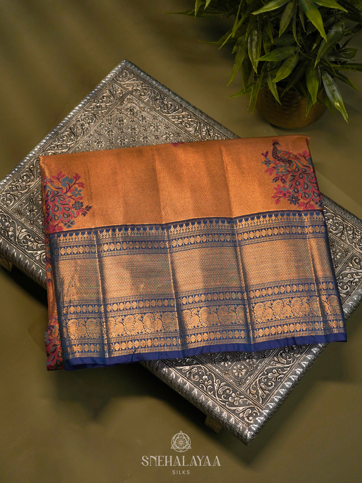 Orange Art Silk Saree