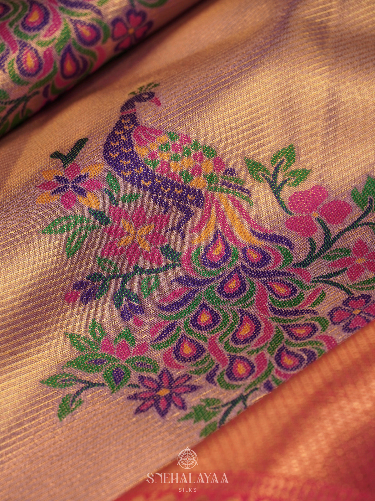 Rose Pink Art Silk Saree