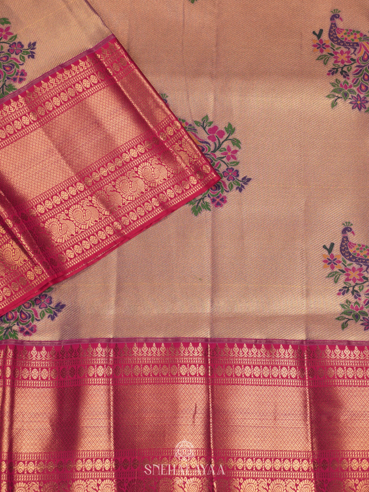 Rose Pink Art Silk Saree