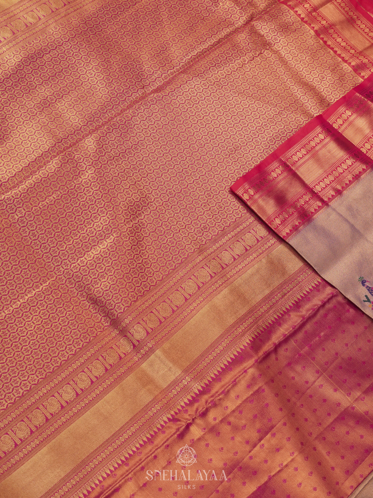 Rose Pink Art Silk Saree