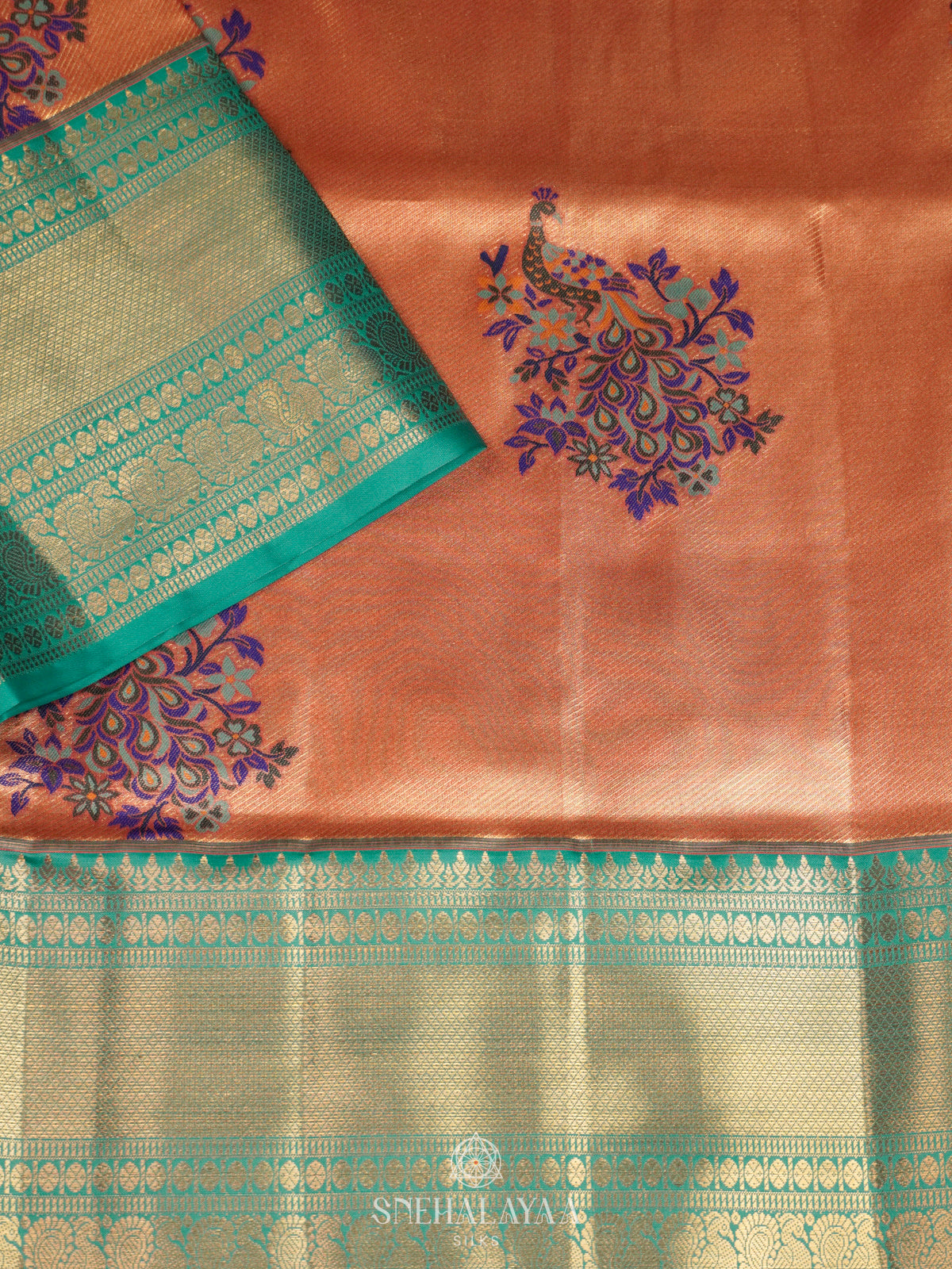 Choral Orange Art Silk Saree