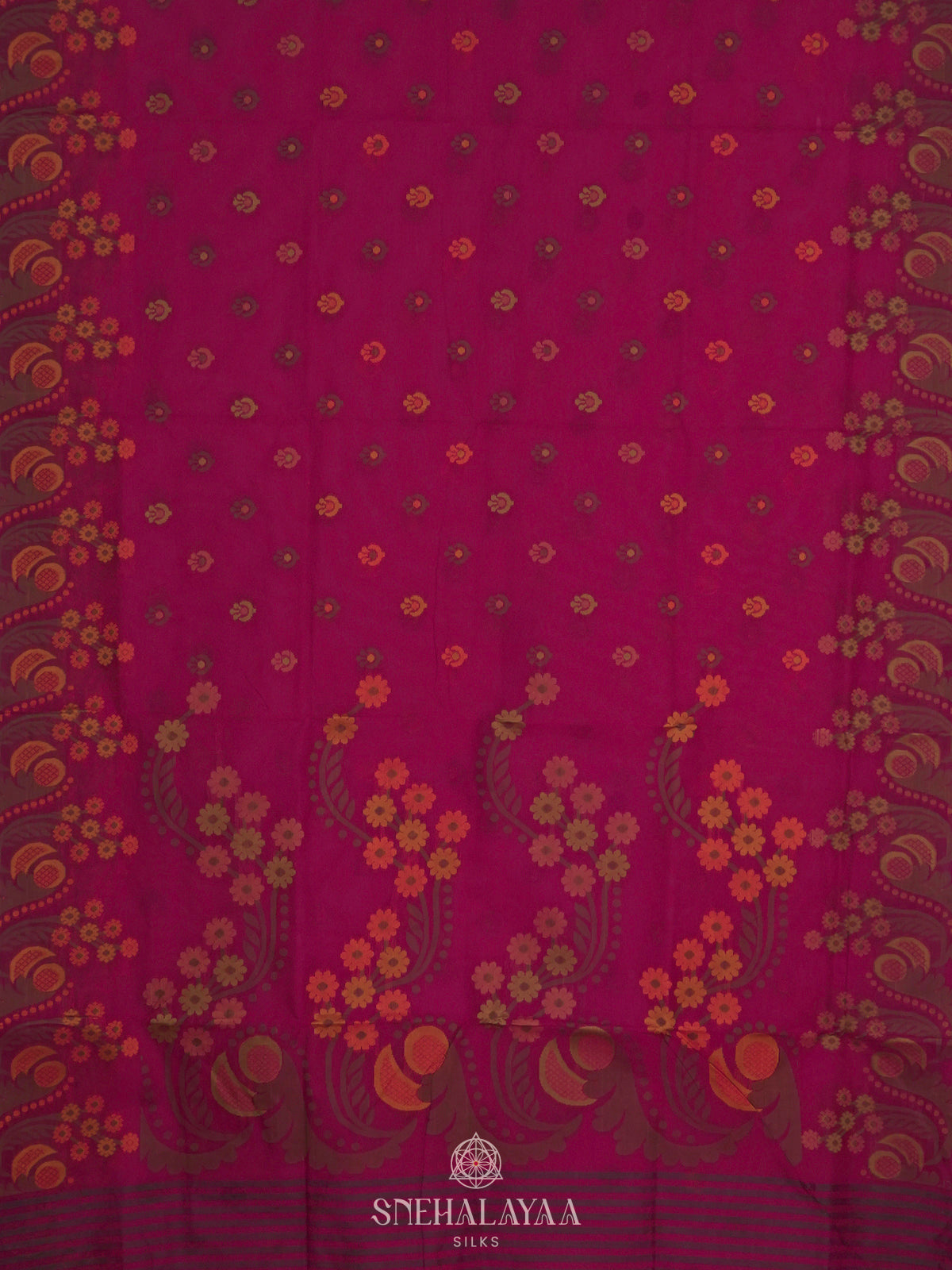 Magenta Pink Bengal Cotton Saree